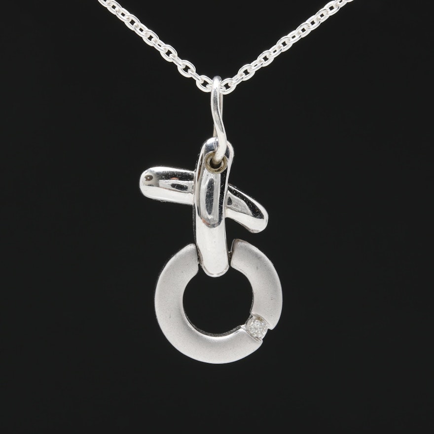 Sterling Silver Diamond "Hugs and Kisses" Necklace