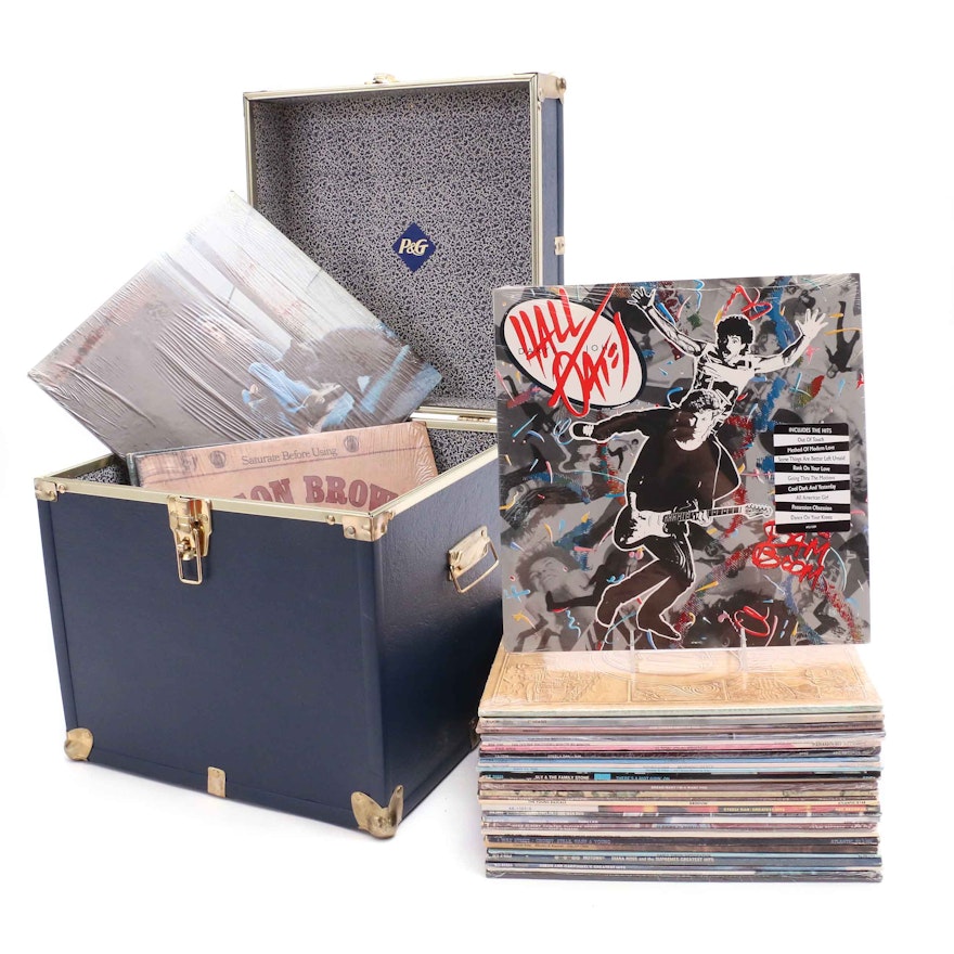 P & G Storage Box Filled with Soft Rock Vinyl Records