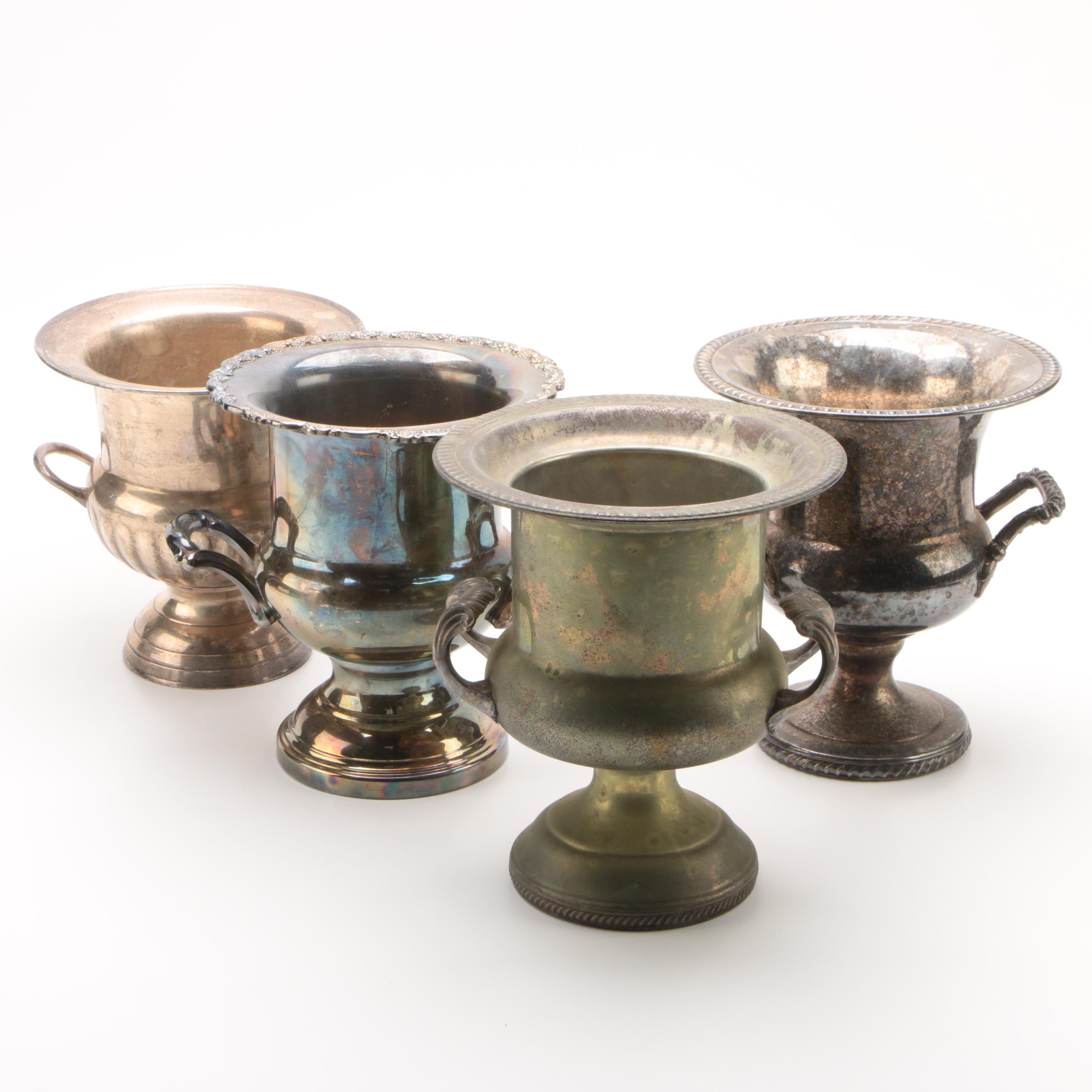F.B. Rogers Silver Plate Ice Bucket with Other Plated Ice Buckets