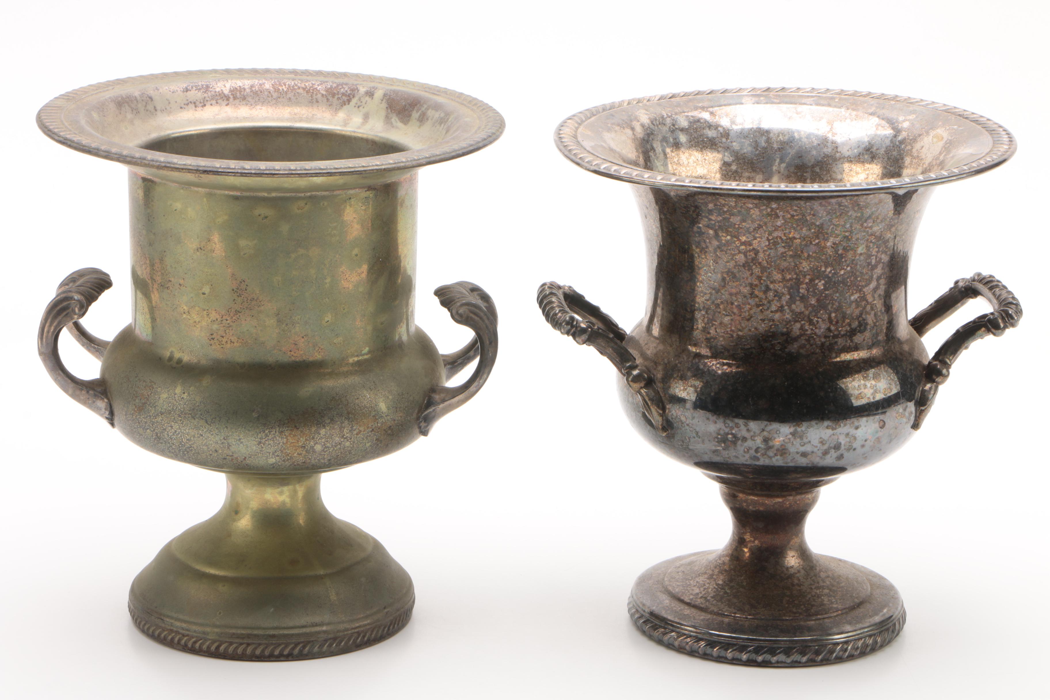 F.B. Rogers Silver Plate Ice Bucket with Other Plated Ice Buckets