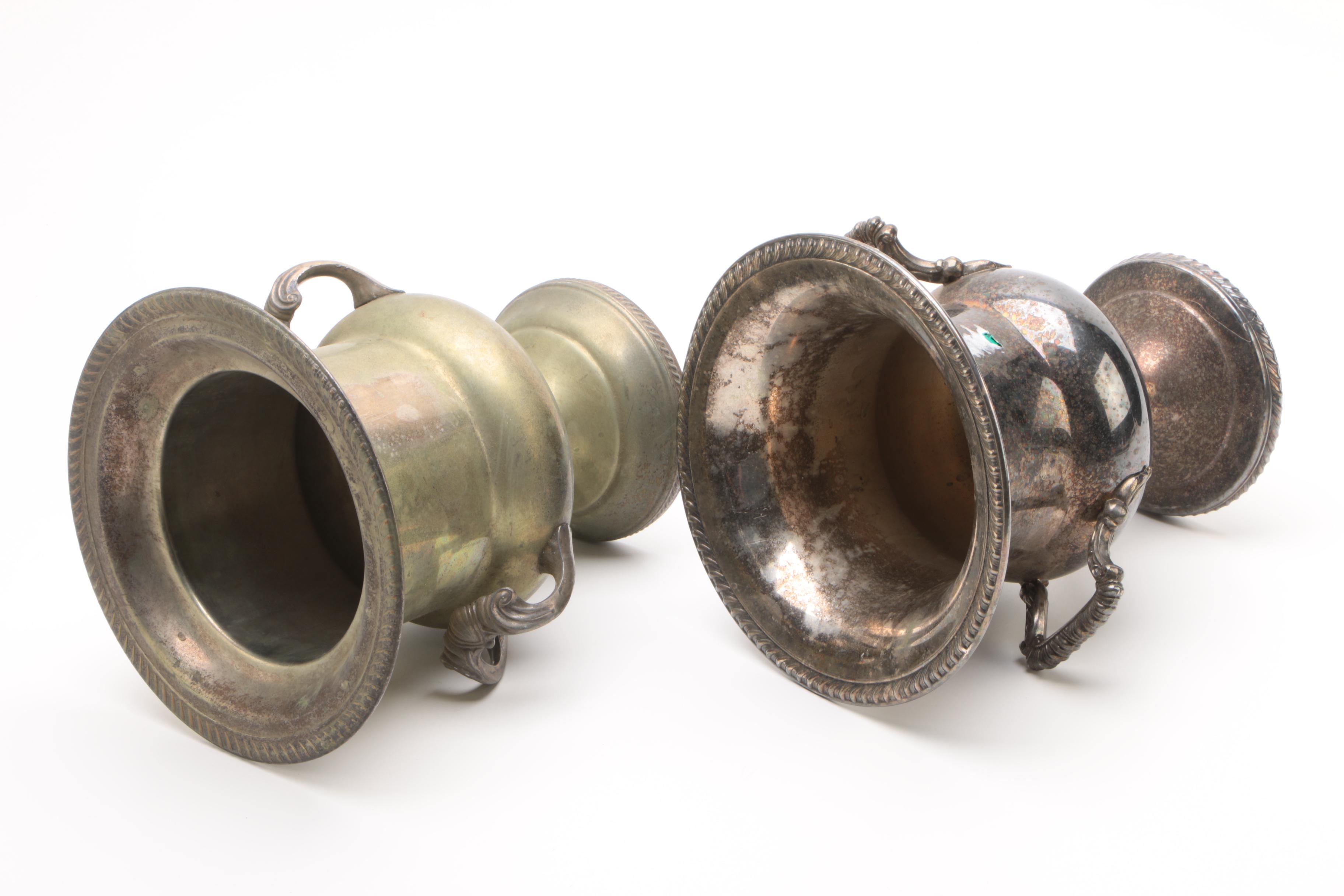 F.B. Rogers Silver Plate Ice Bucket with Other Plated Ice Buckets