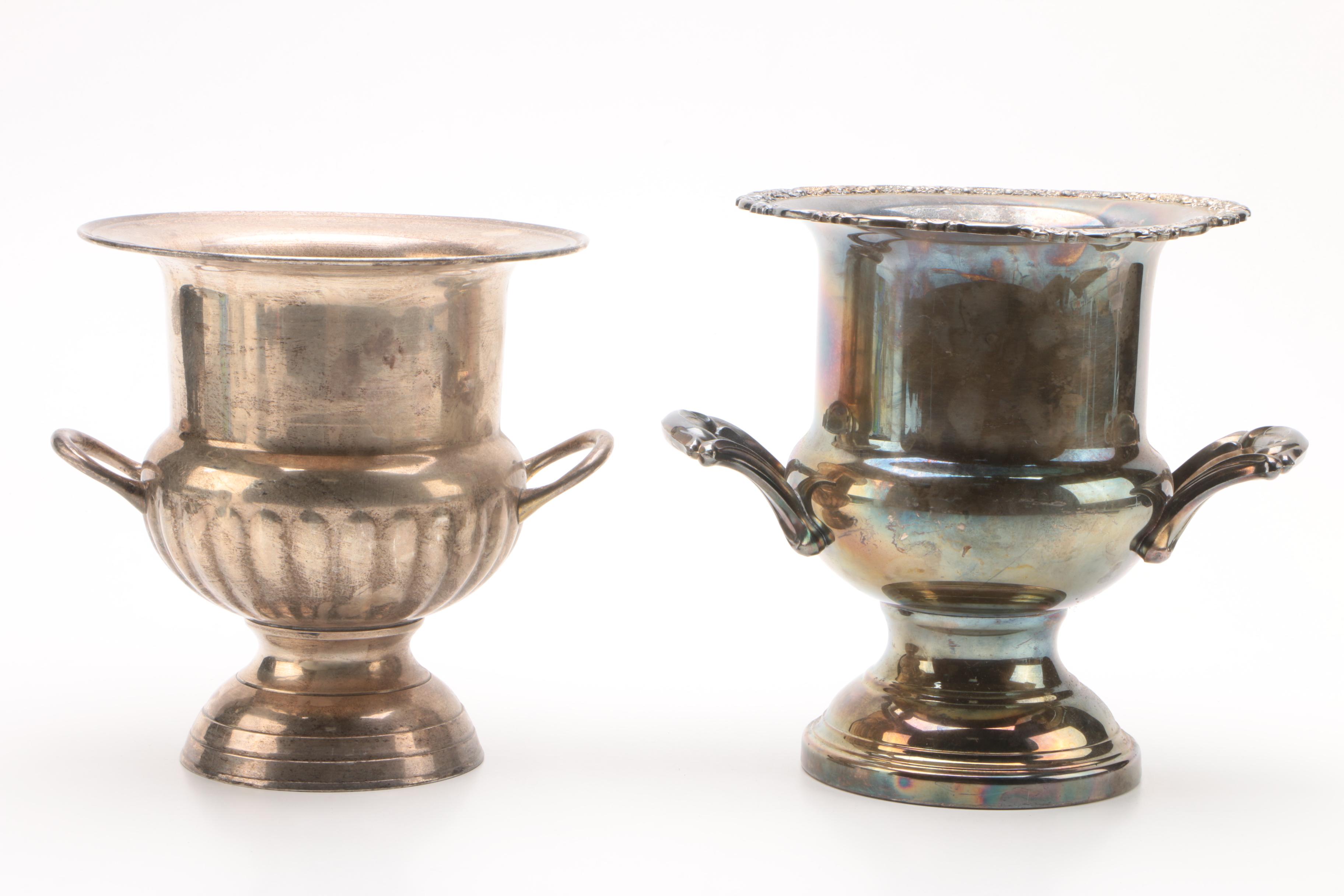 F.B. Rogers Silver Plate Ice Bucket with Other Plated Ice Buckets