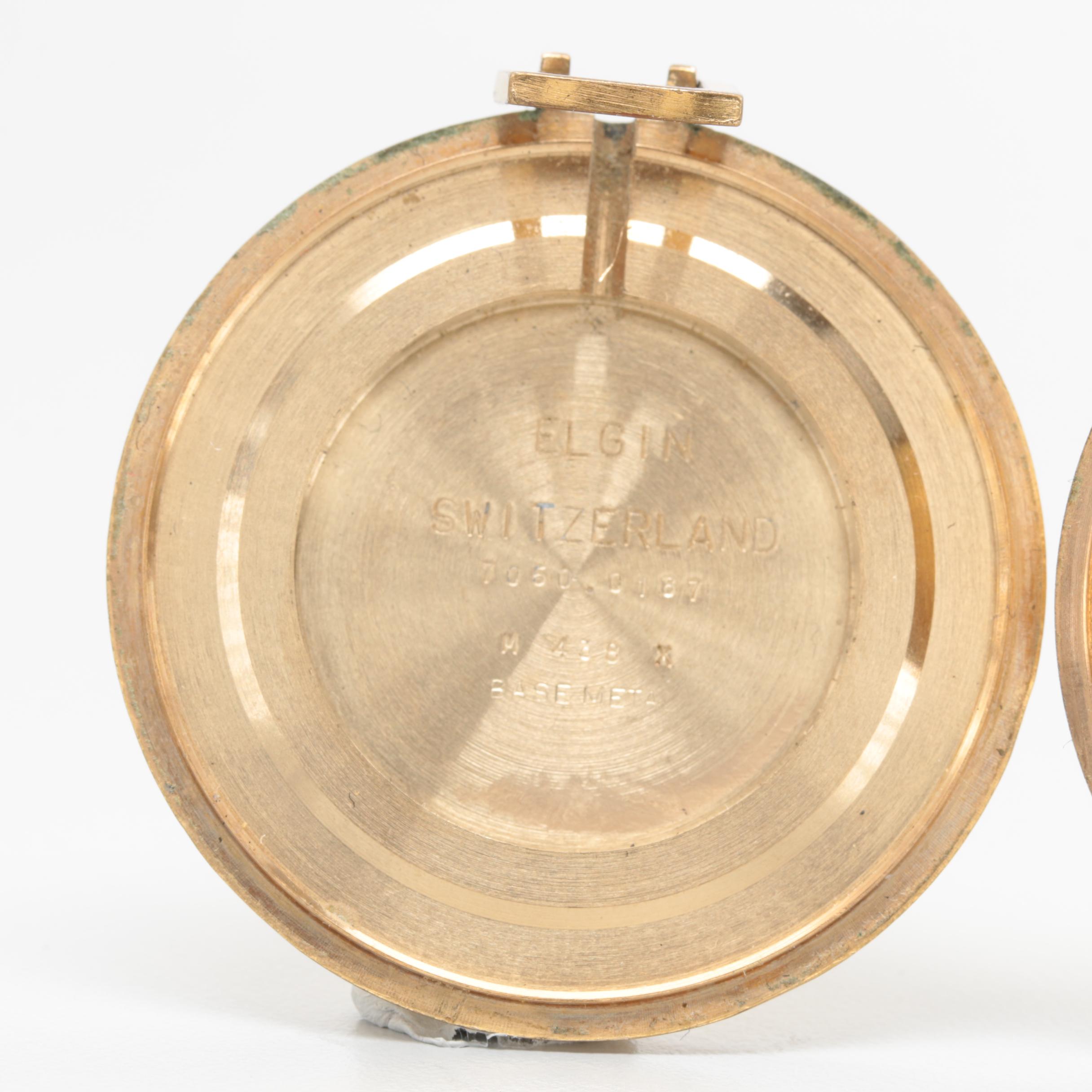 Gold Tone Elgin Pocket Watch with Circa 1899 Waltham Pocket Watch Movement