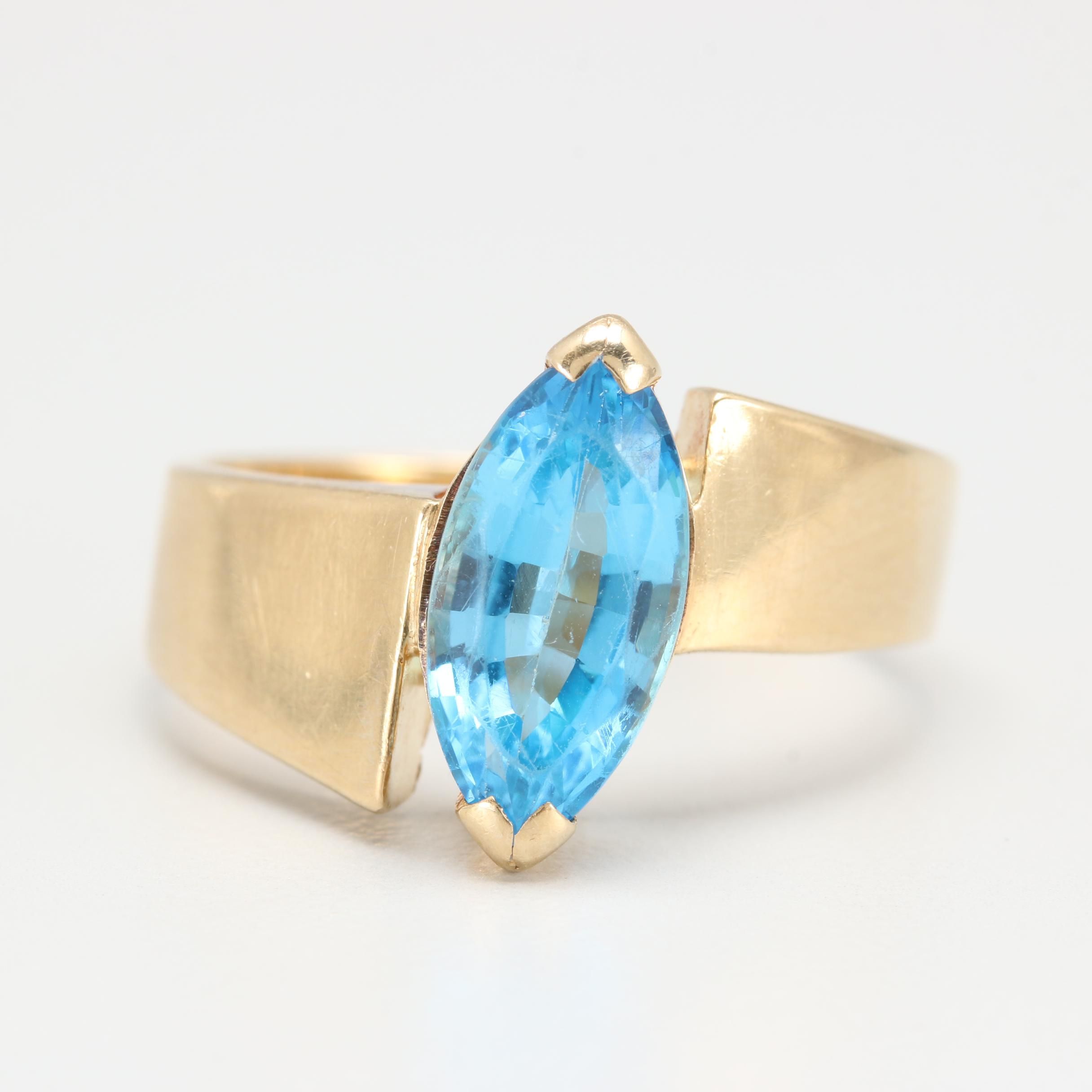 14K Yellow Gold Blue Topaz Ring