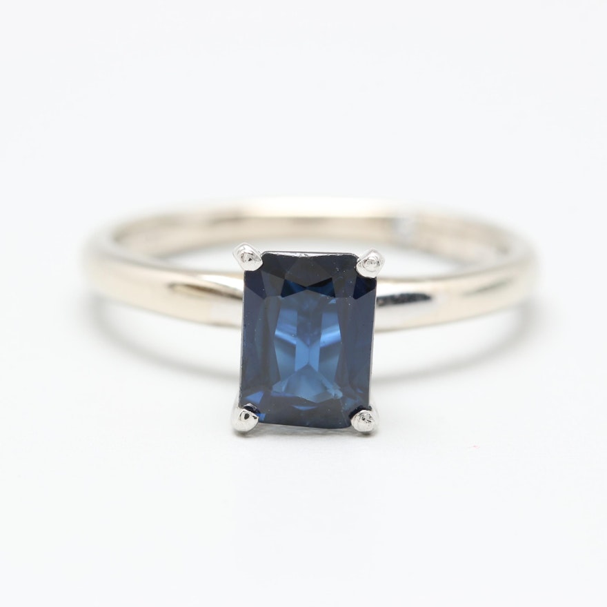 "The Leo" 14K White Gold Blue Sapphire Solitaire Ring