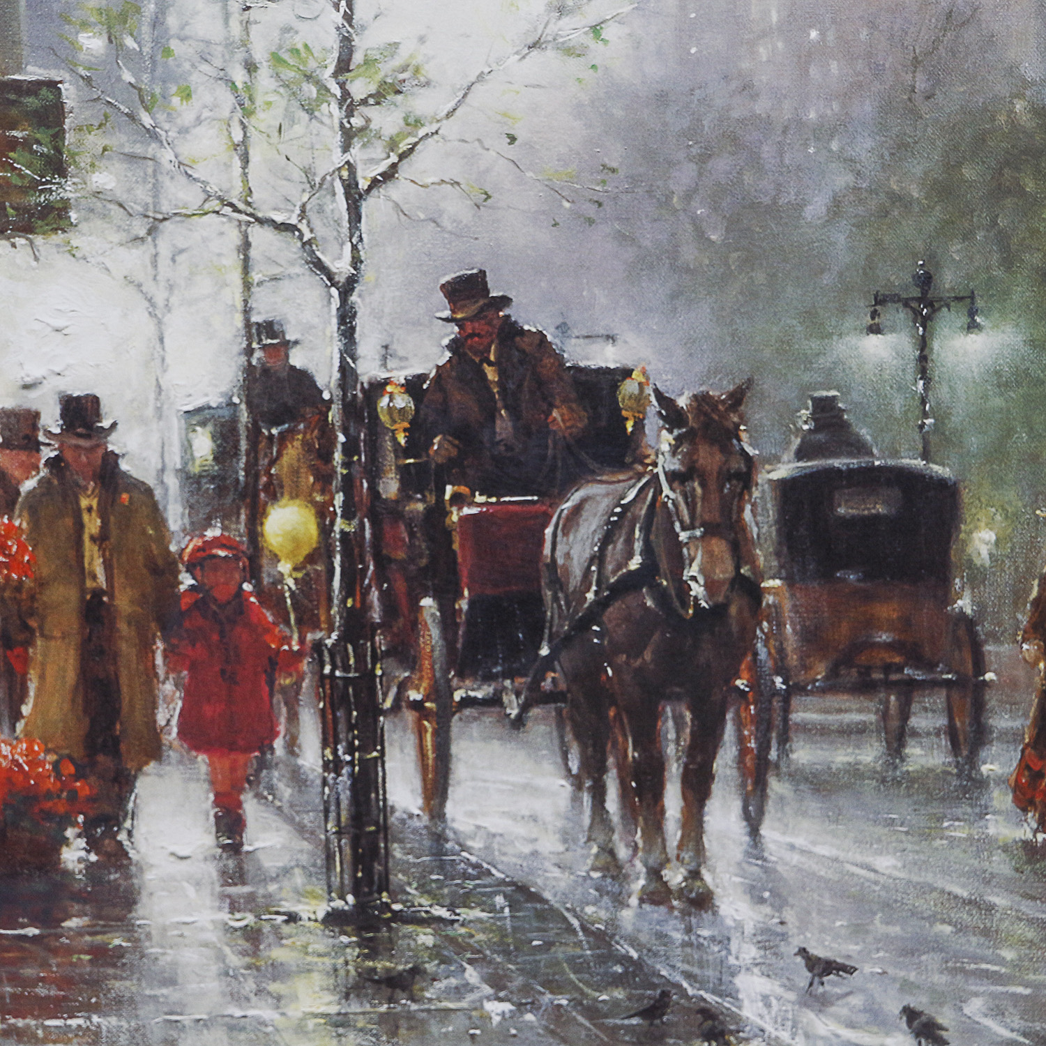 G. Harvey Offset Lithograph "Cabbies on 5th Avenue"