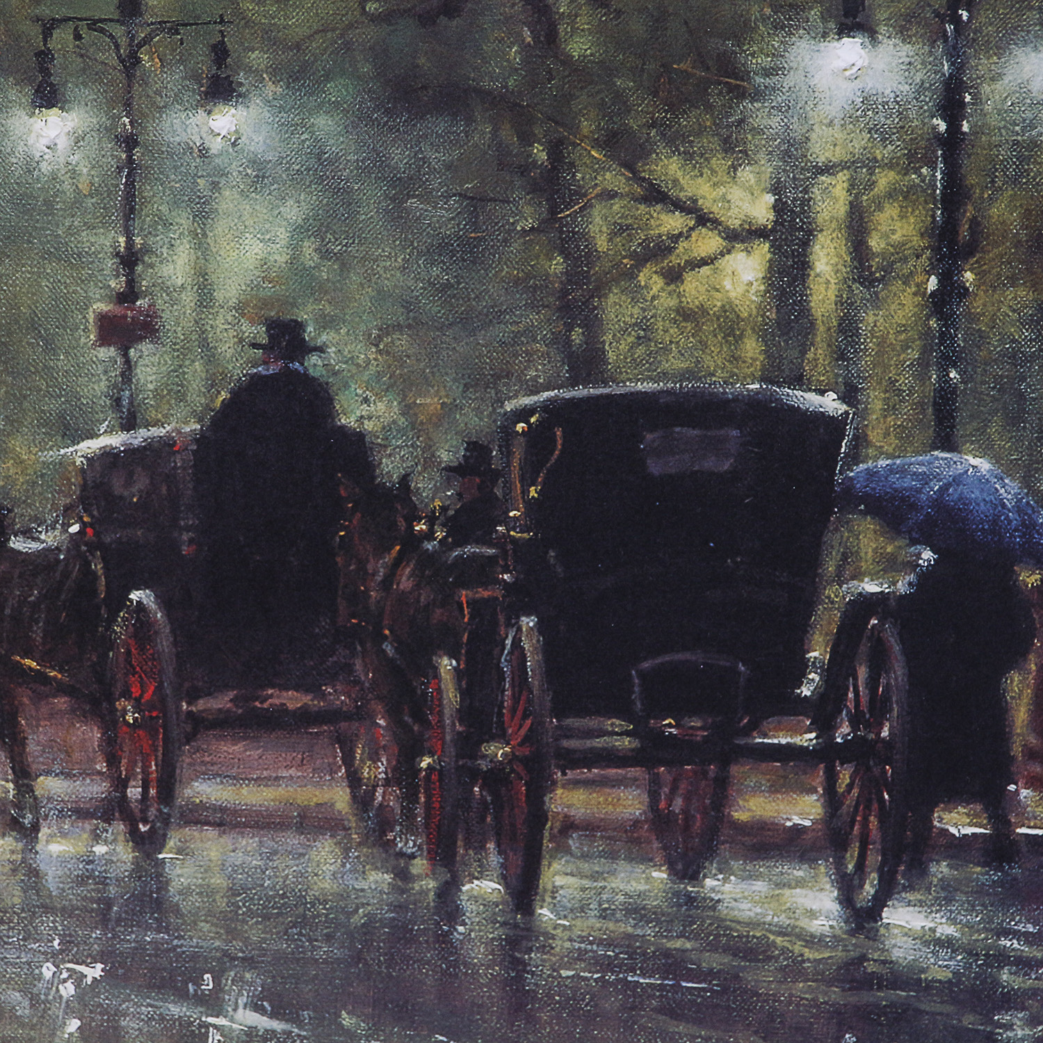 G. Harvey Offset Lithograph "Cabbies on 5th Avenue"