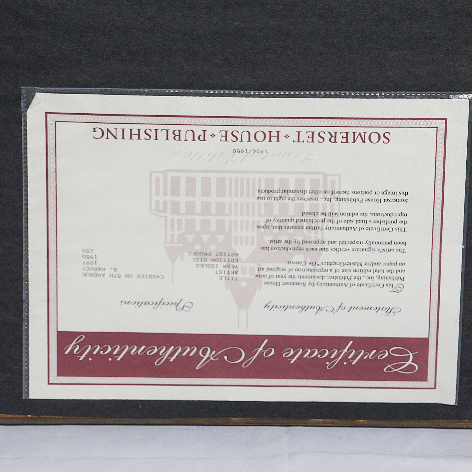 G. Harvey Offset Lithograph "Cabbies on 5th Avenue"