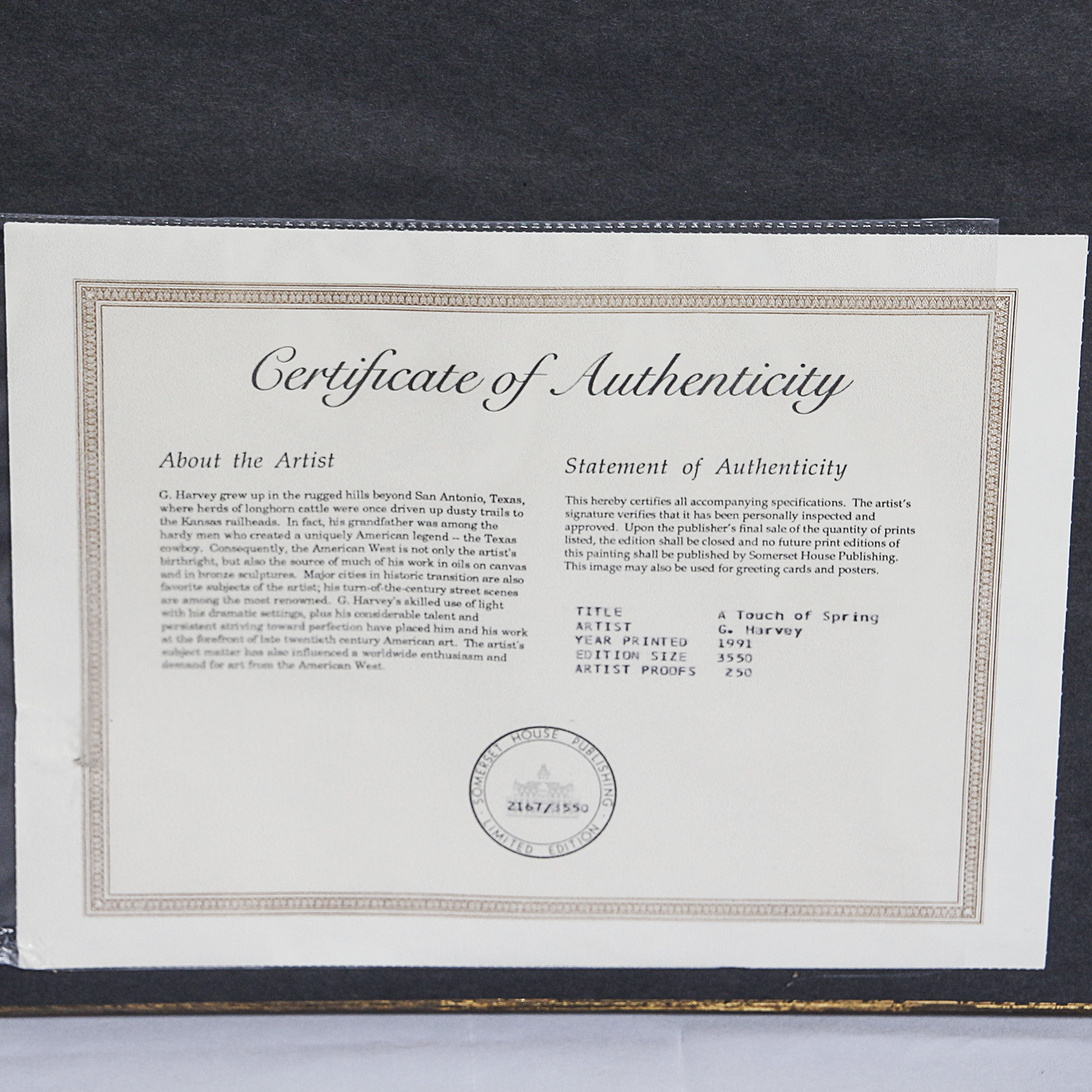 G. Harvey "A Touch of Spring" Offset Lithograph