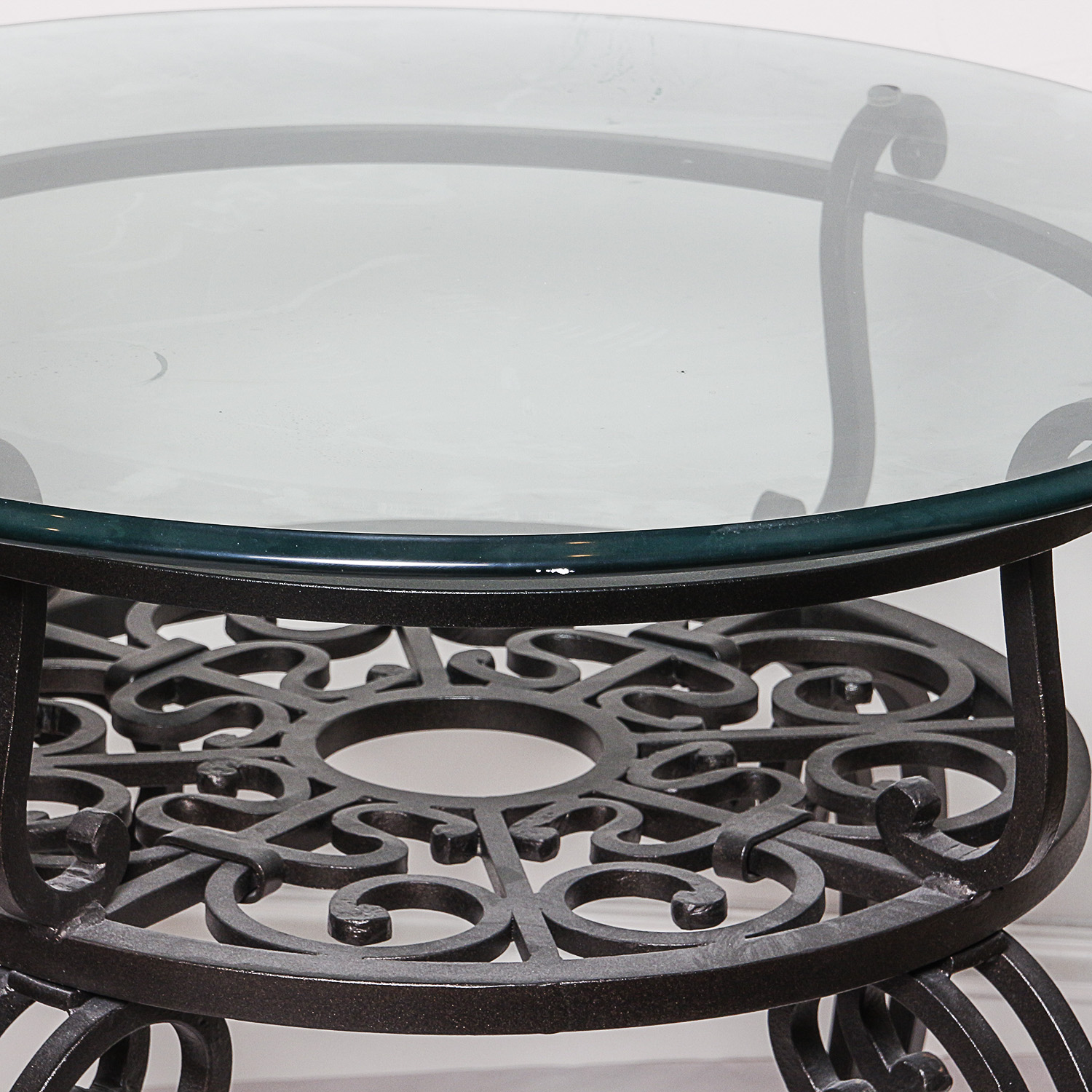 Round Glass Top Side Table with Metal Base