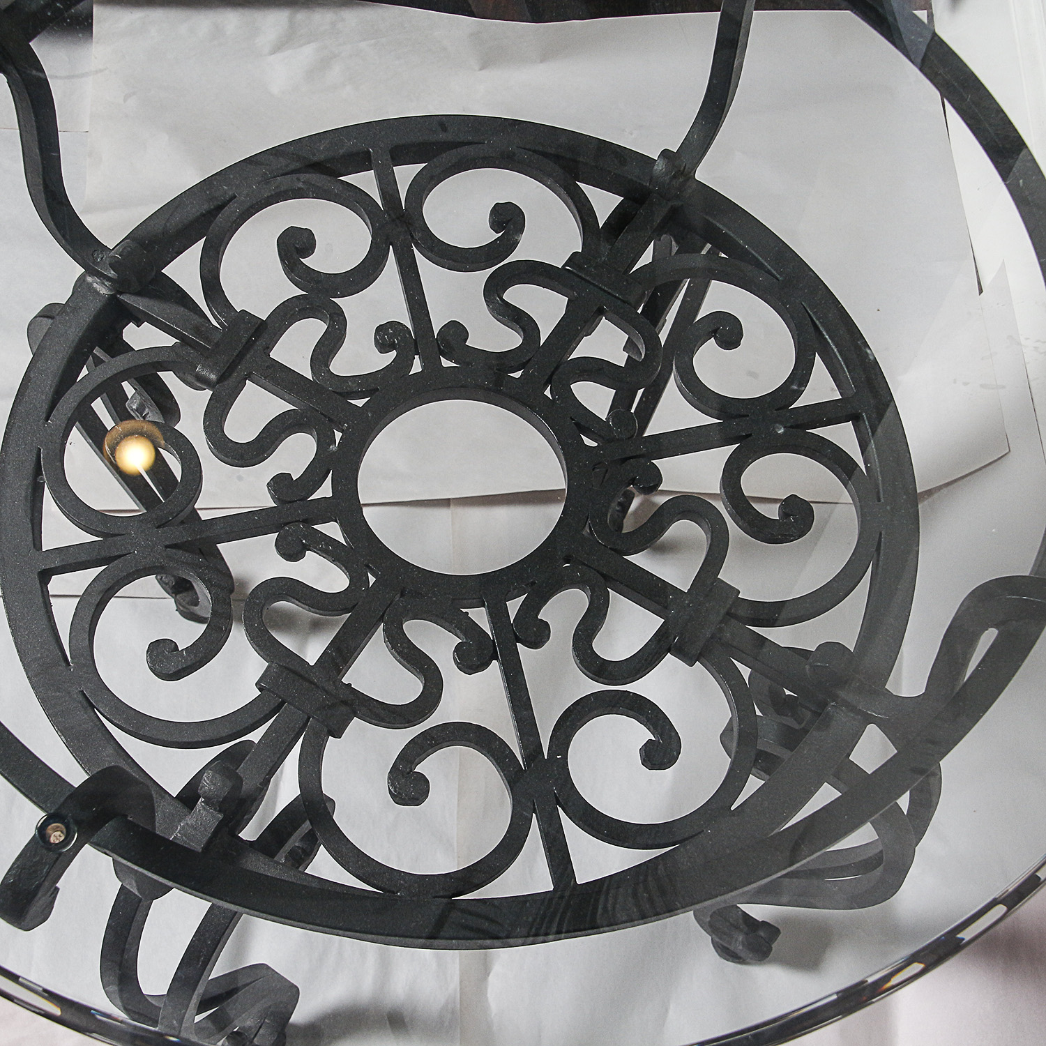 Round Glass Top Side Table with Metal Base