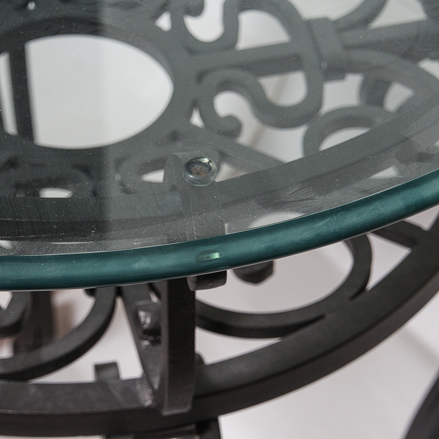 Round Glass Top Side Table with Metal Base