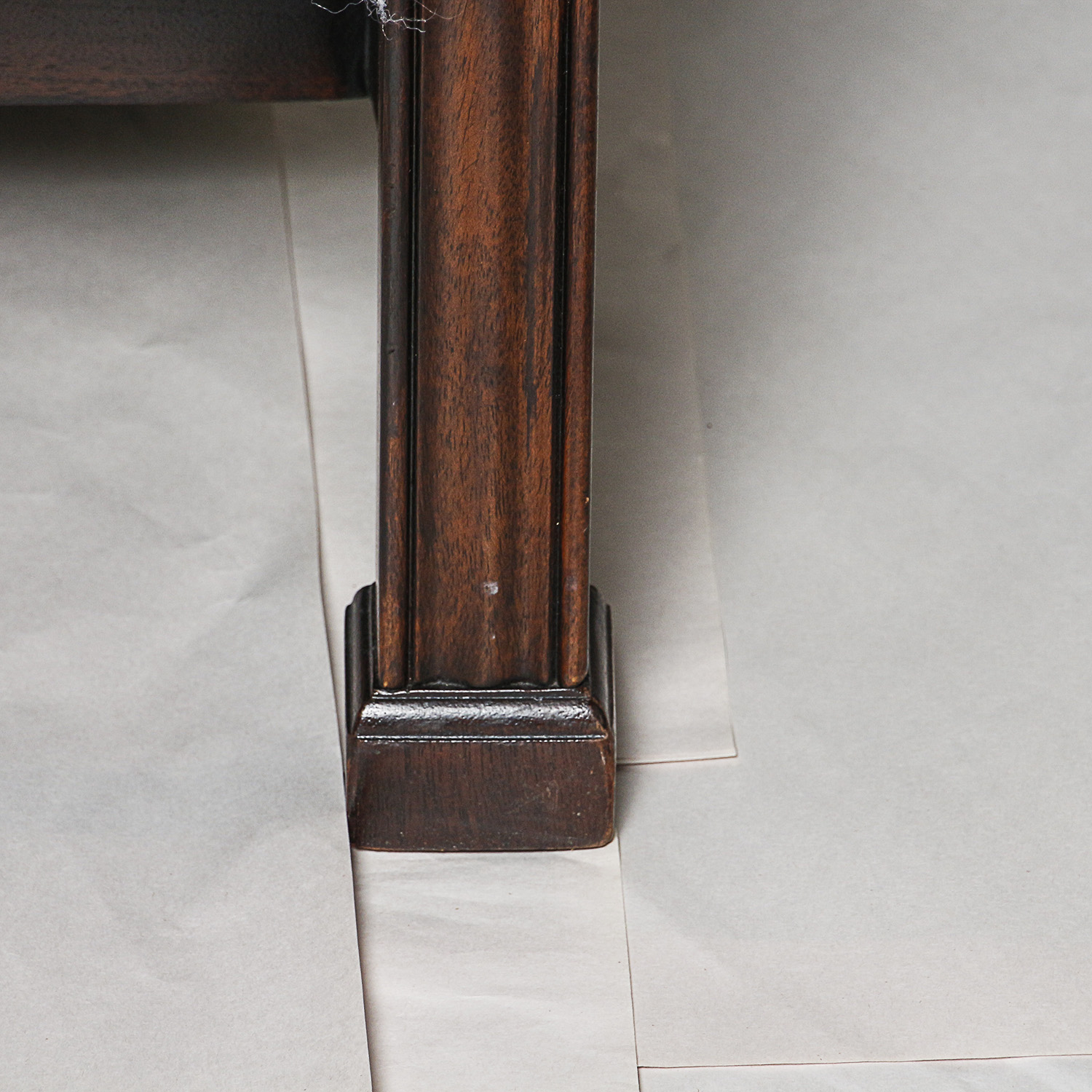 Vintage Chippendale Style Brown Leather Armchair with Ottoman by Hickory Chair