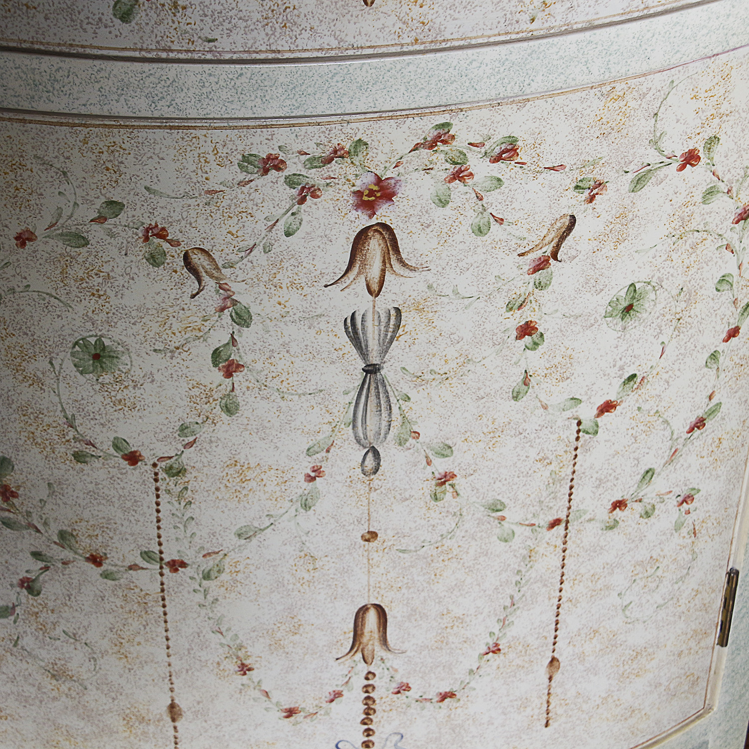 White Florentine Style Demilune Cabinet