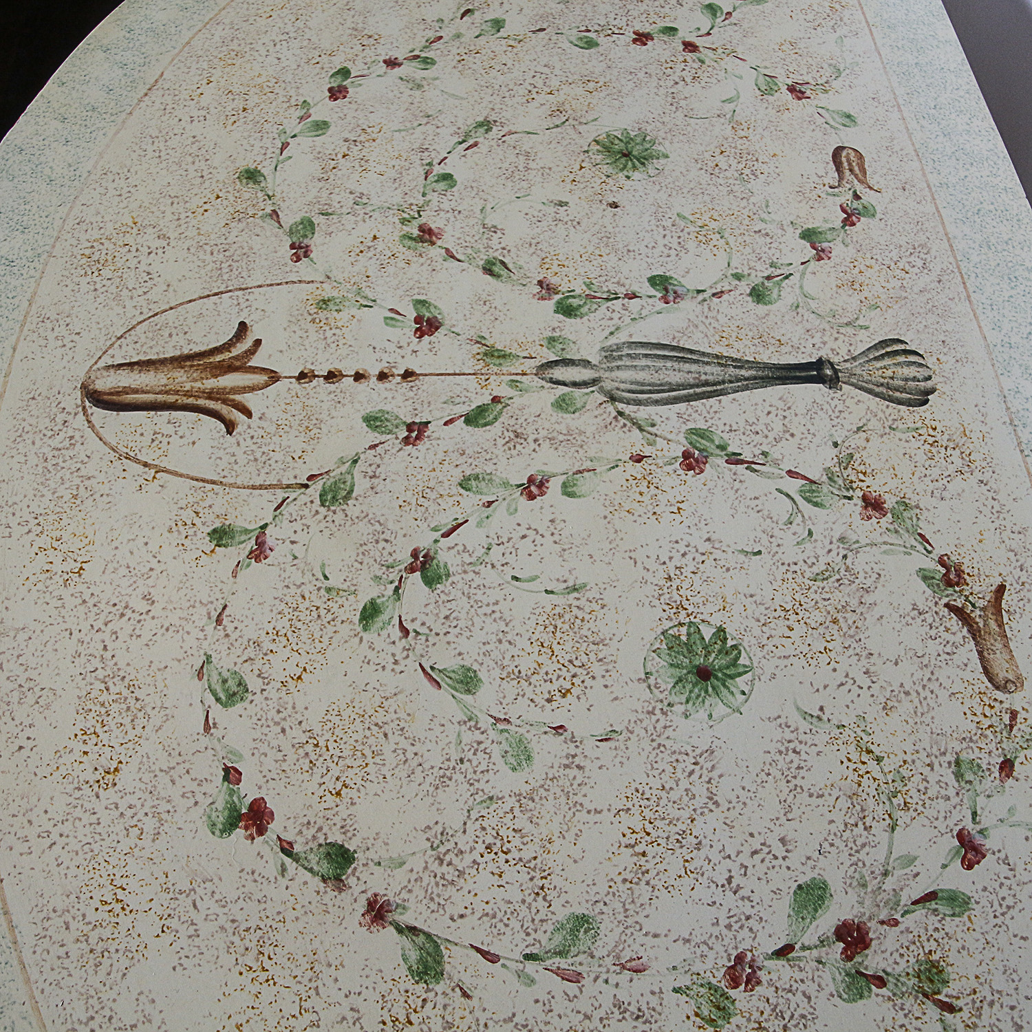 White Florentine Style Demilune Cabinet