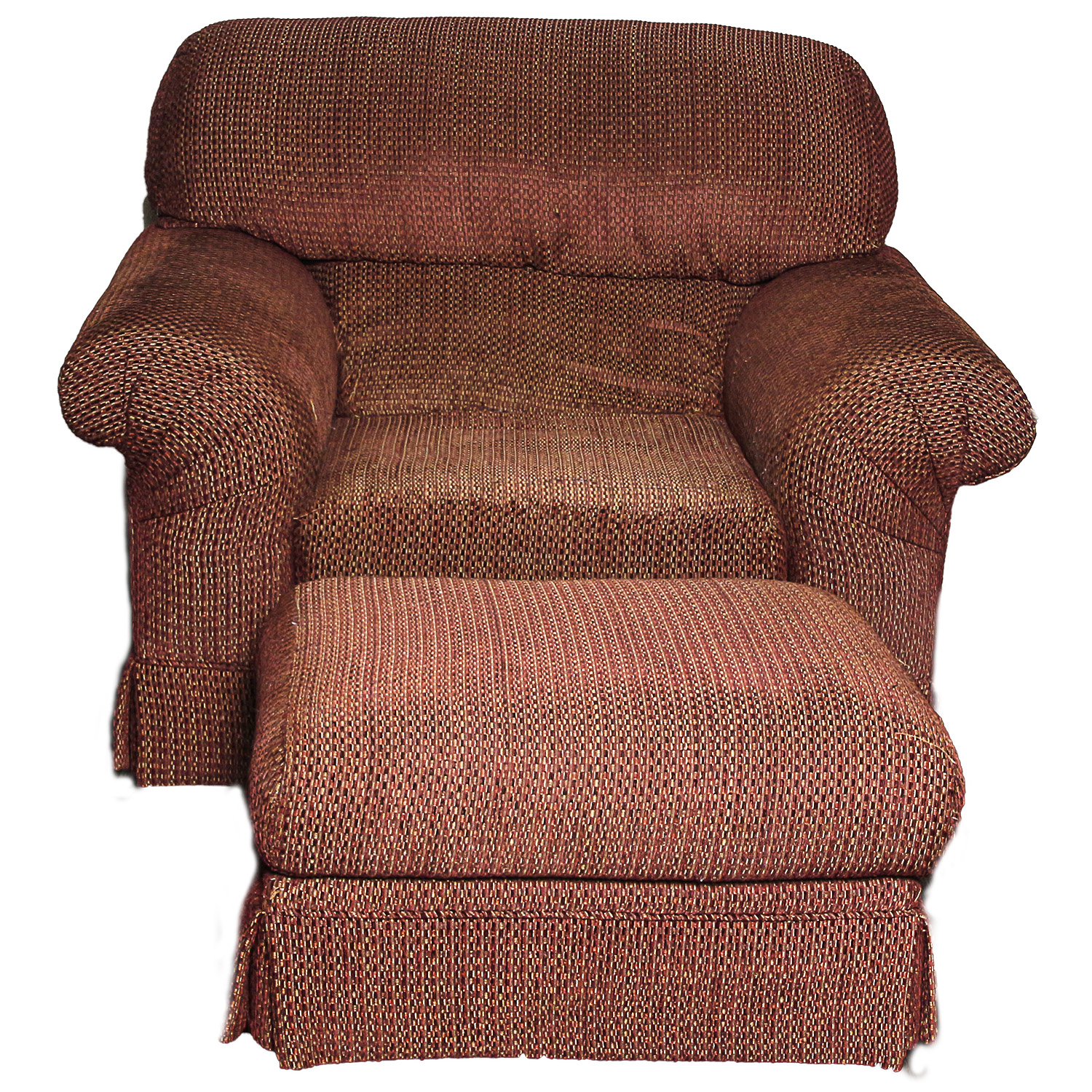 Custom Upholstered Armchair and Ottoman by J & D