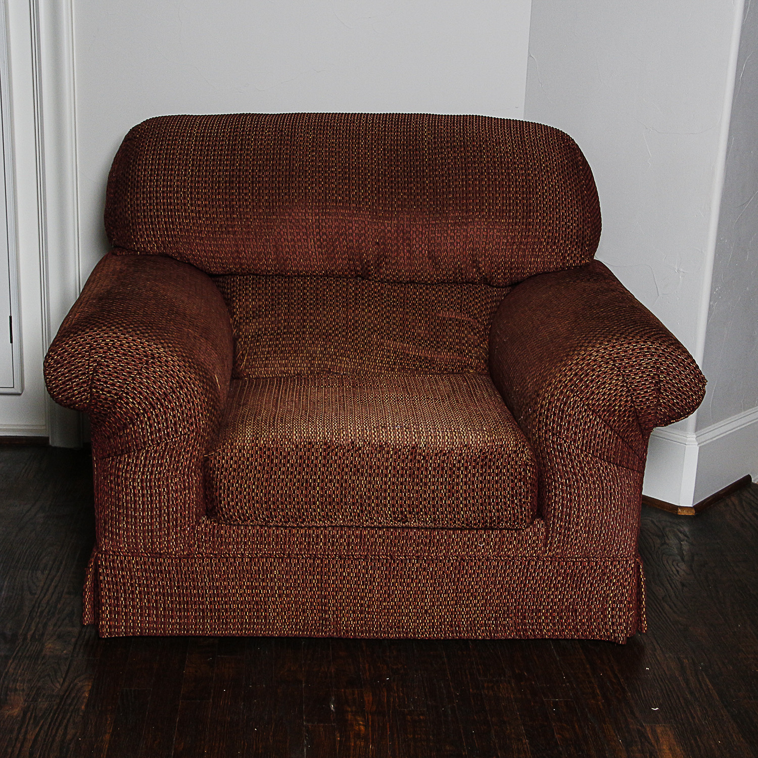 Custom Upholstered Armchair and Ottoman by J & D