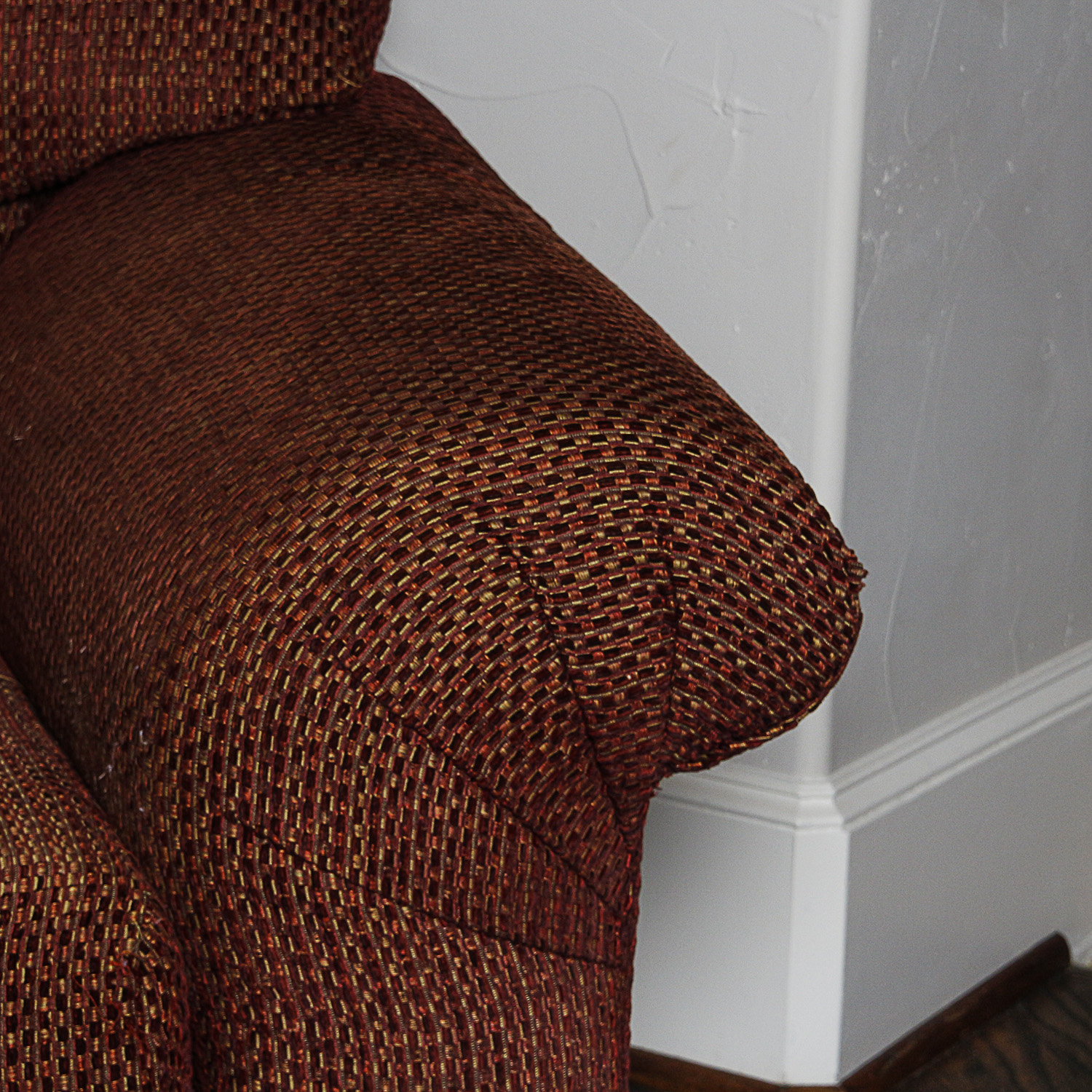 Custom Upholstered Armchair and Ottoman by J & D