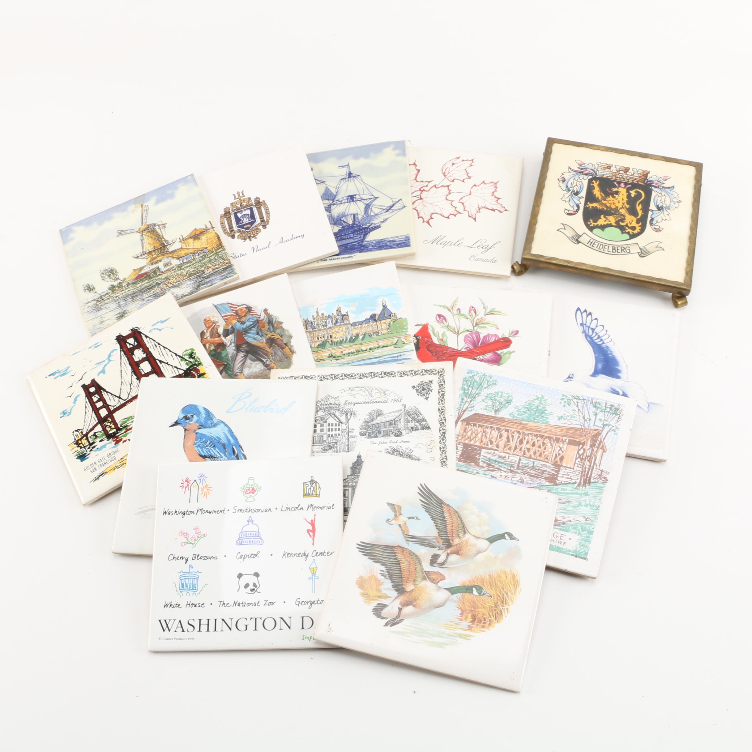 Souvenir Ceramic Tile Trivets including Delft Blue