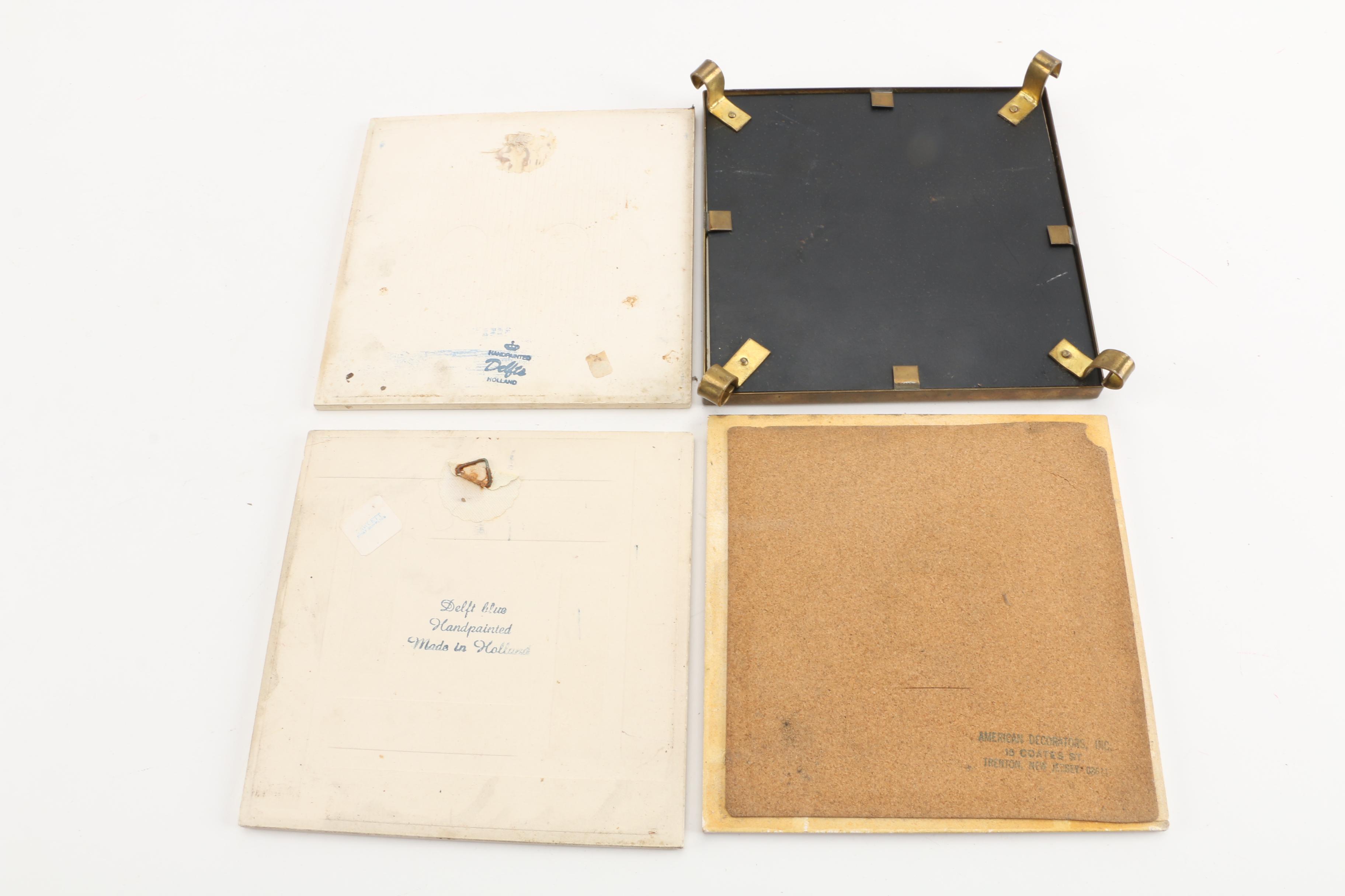 Souvenir Ceramic Tile Trivets including Delft Blue