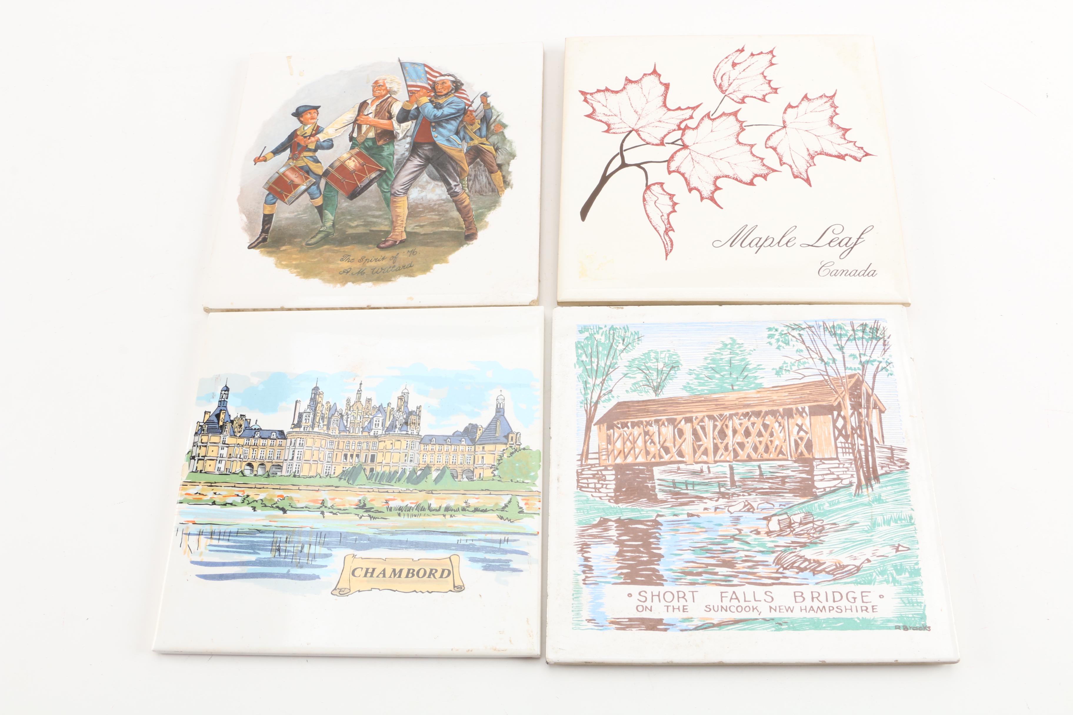 Souvenir Ceramic Tile Trivets including Delft Blue