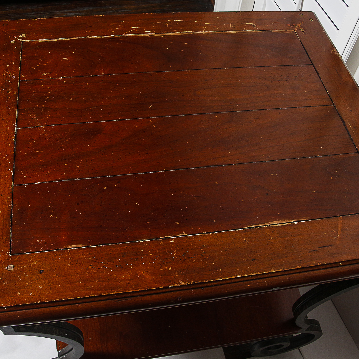 Single Drawer Wooden Side Table with Scrolling Metal Legs