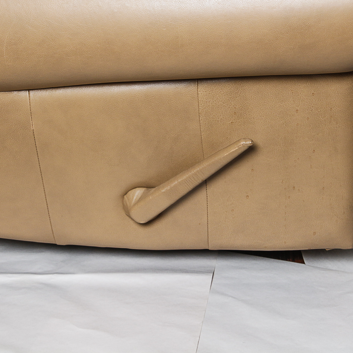 Vintage Light Brown Faux Leather Rocking Recliner