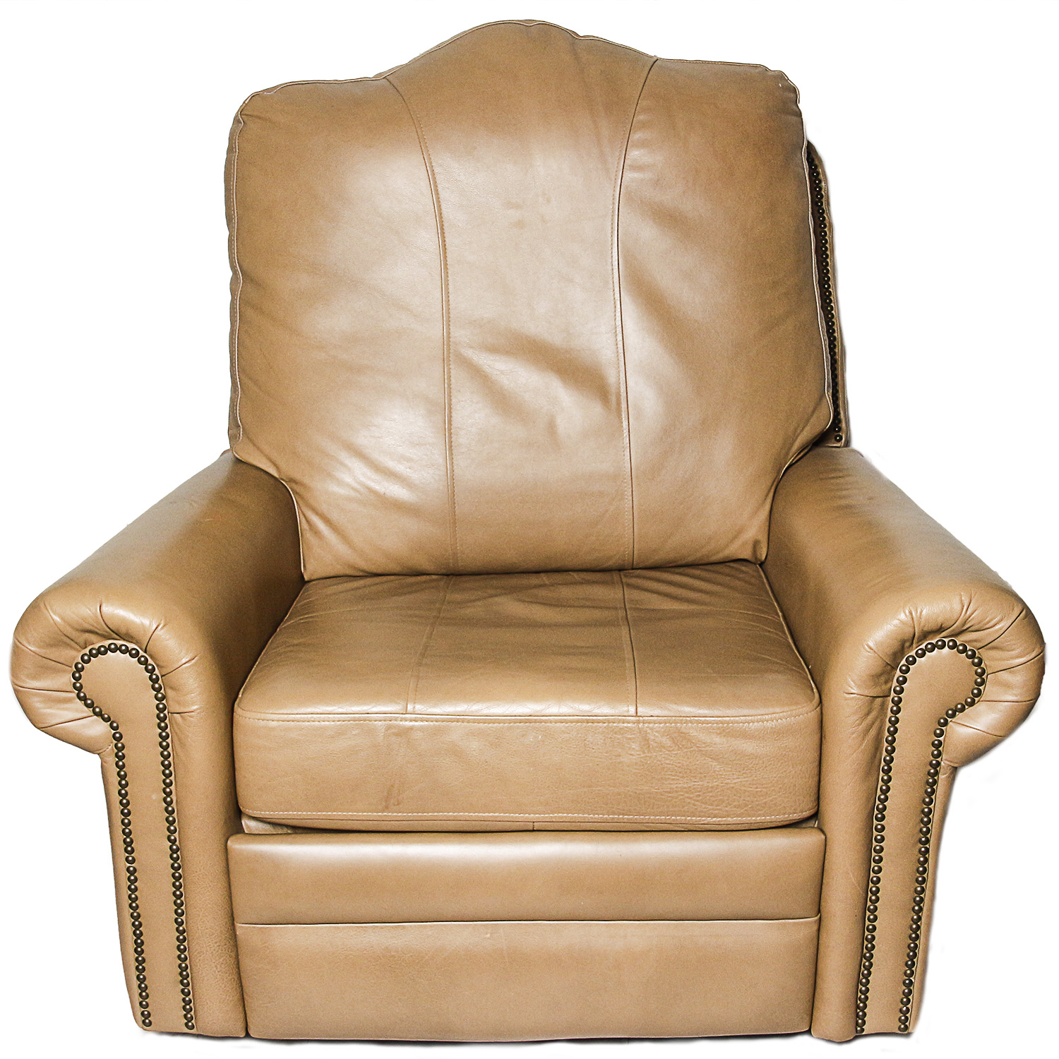 Vintage Light Brown Faux Leather Rocking Recliner