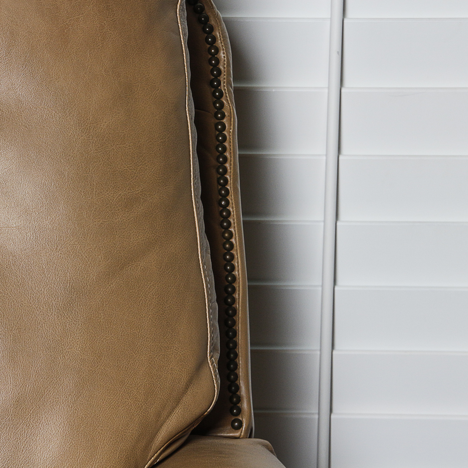 Vintage Light Brown Faux Leather Rocking Recliner