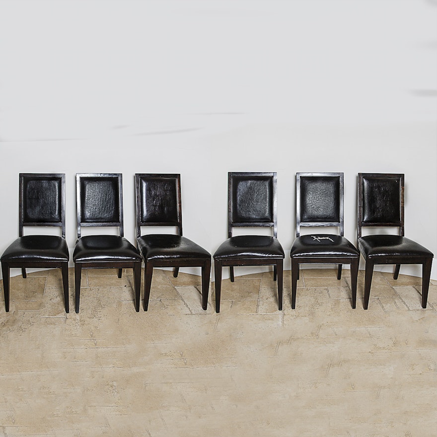 Contemporary Black Vinyl Upholstered Side Chairs by Bernhardt