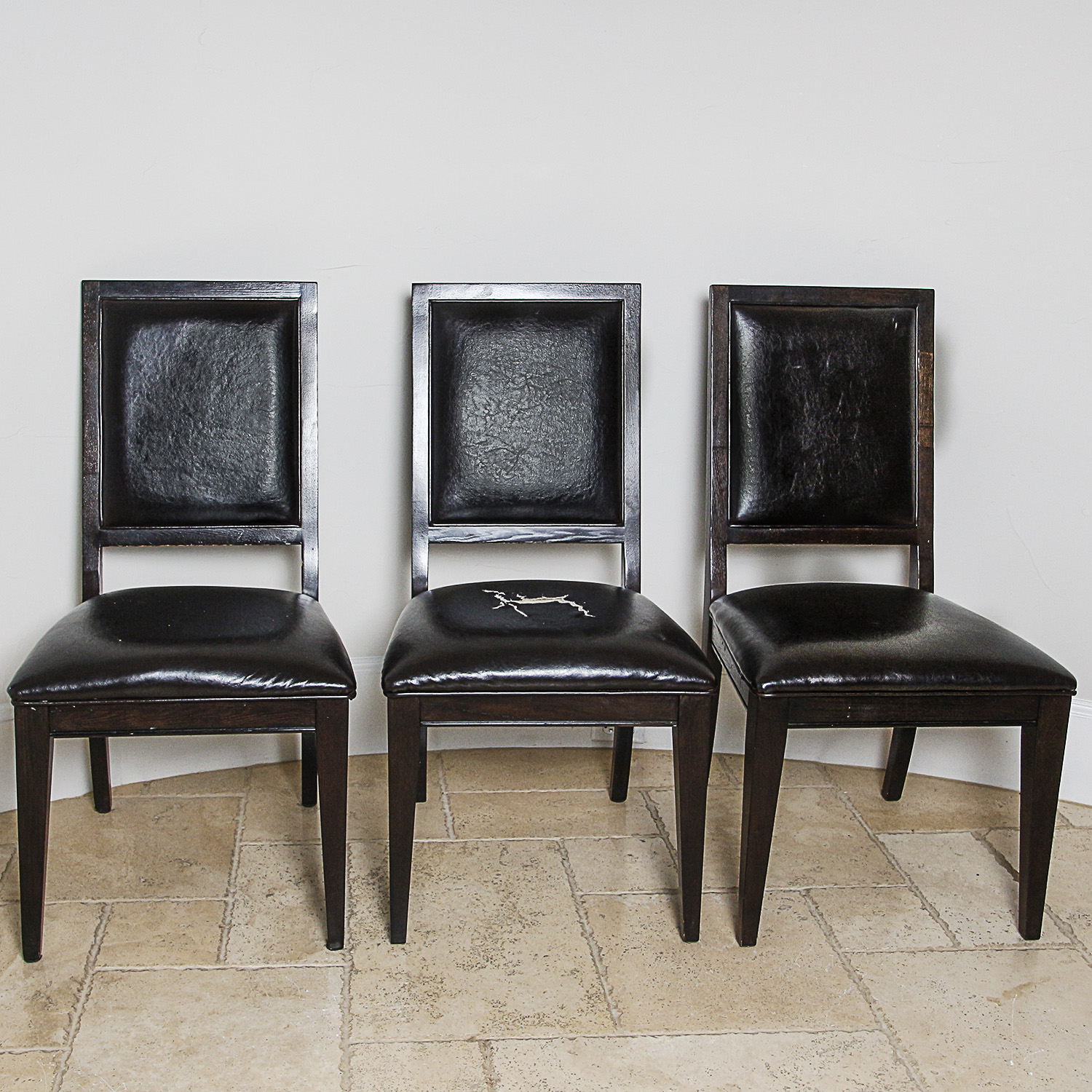 Contemporary Black Vinyl Upholstered Side Chairs by Bernhardt