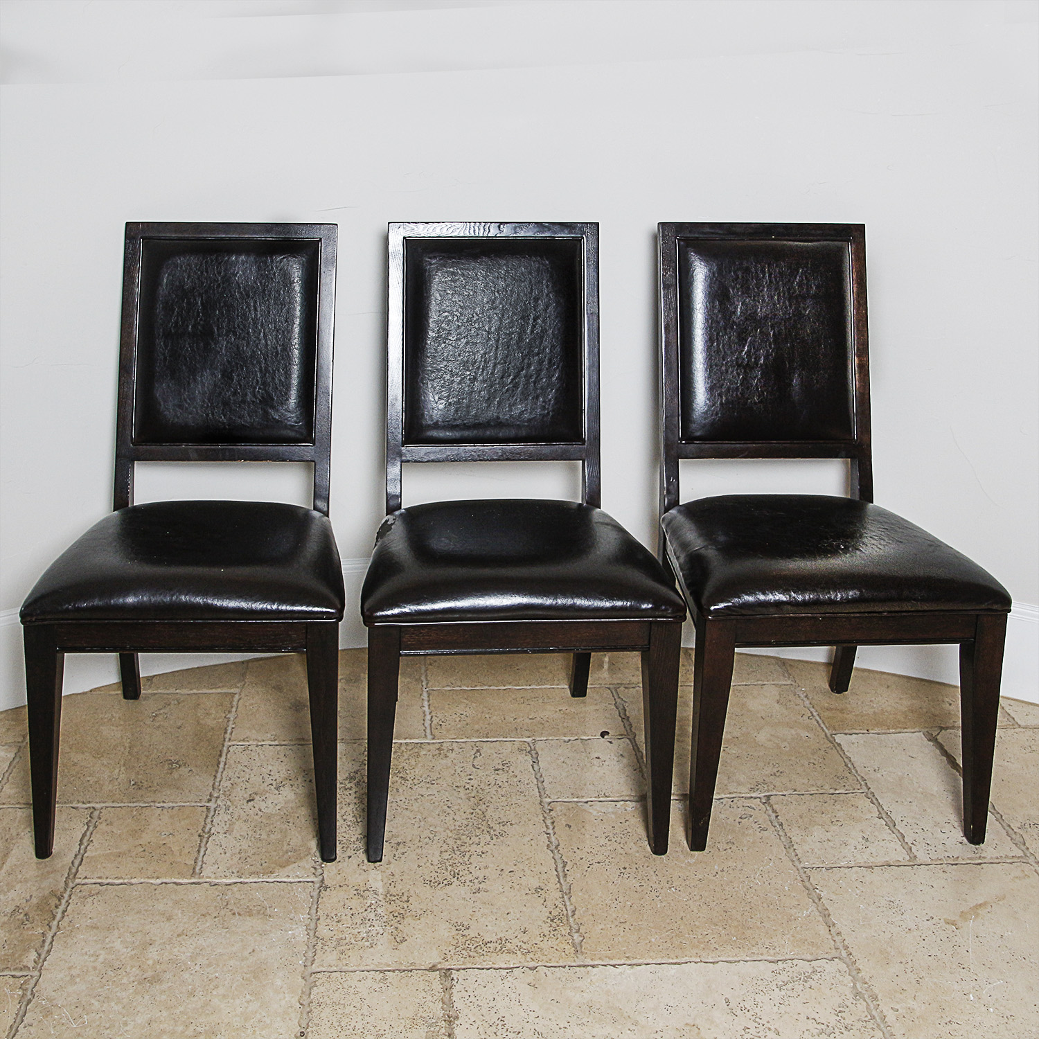 Contemporary Black Vinyl Upholstered Side Chairs by Bernhardt