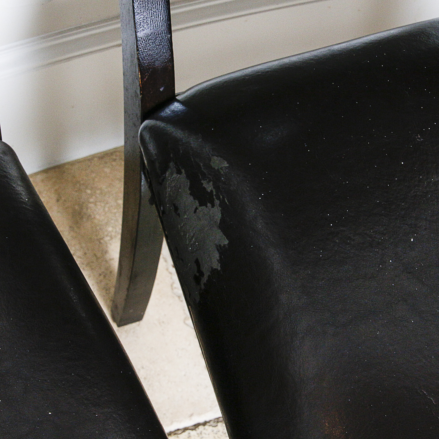 Contemporary Black Vinyl Upholstered Side Chairs by Bernhardt