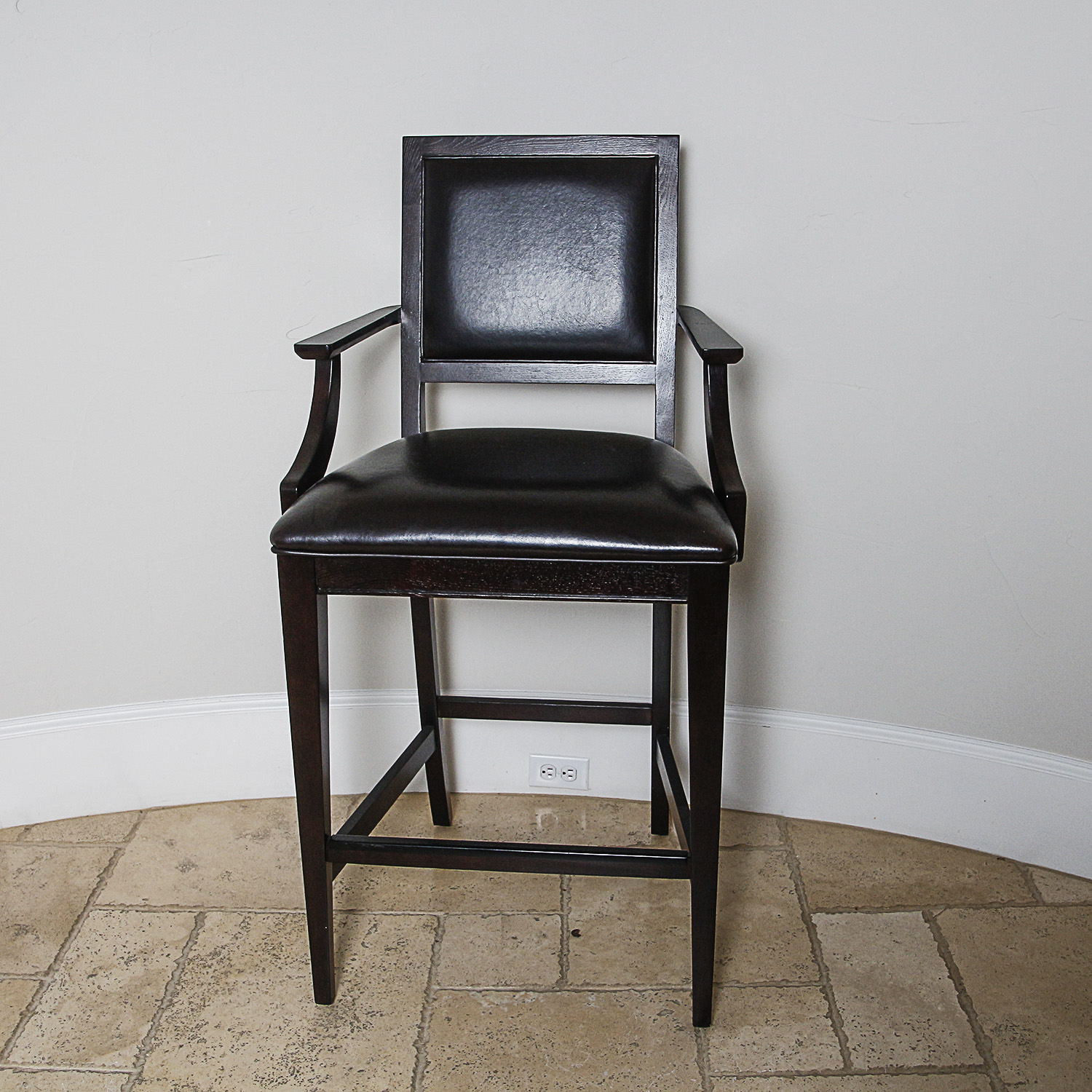 Contemporary Black Vinyl Upholstered Barstools by Bernhardt