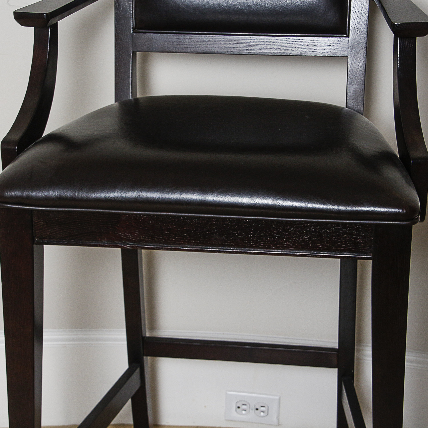 Contemporary Black Vinyl Upholstered Barstools by Bernhardt