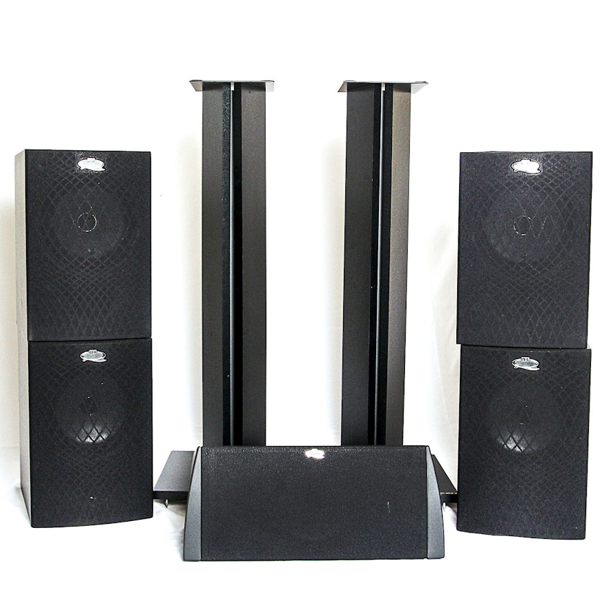 KEF Q15.2 Speakers and Q95C Center Channel Speaker with Plateau Stands