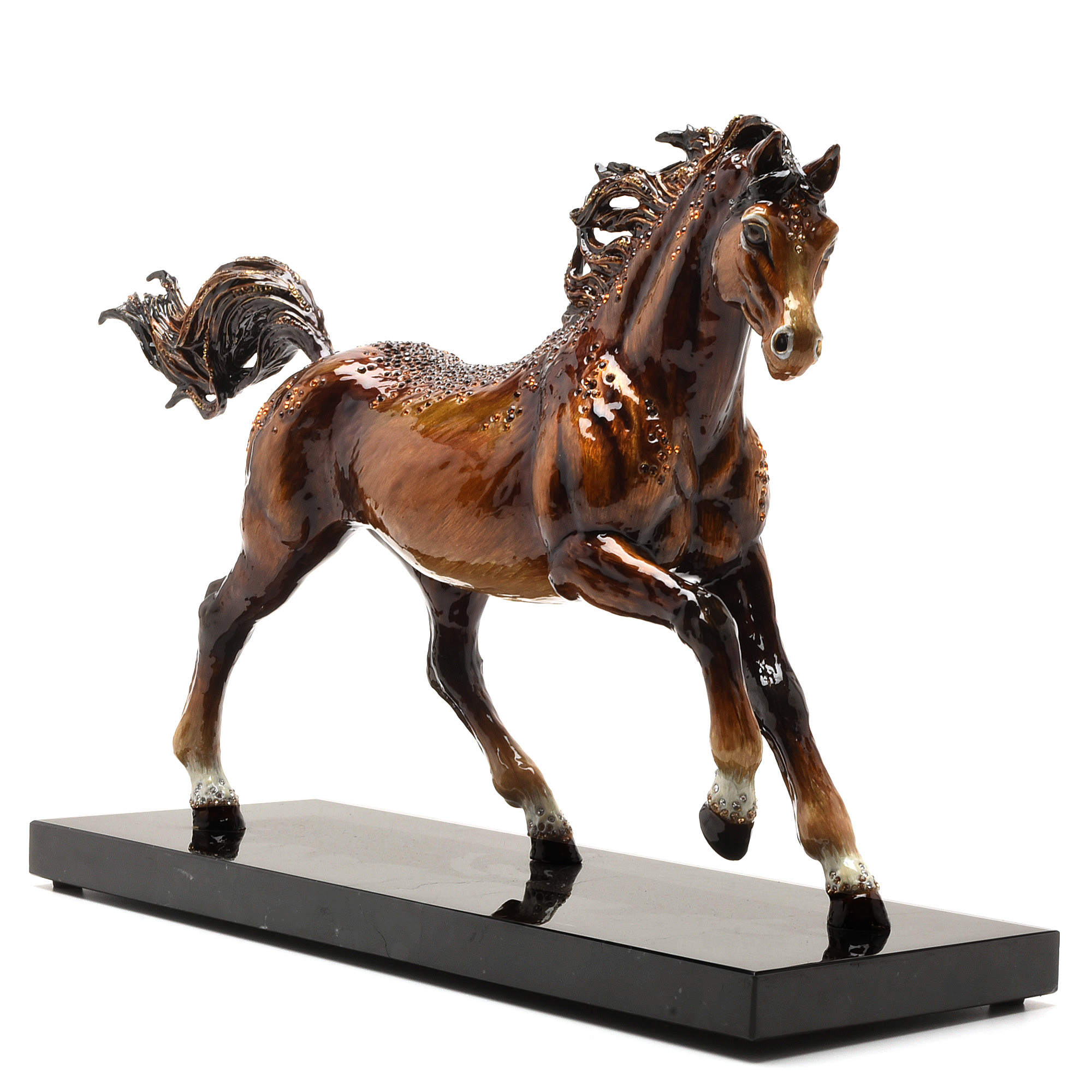 Jay Strongwater "Kuhaylah" Enameled Metal Horse Figurine with Marble Base
