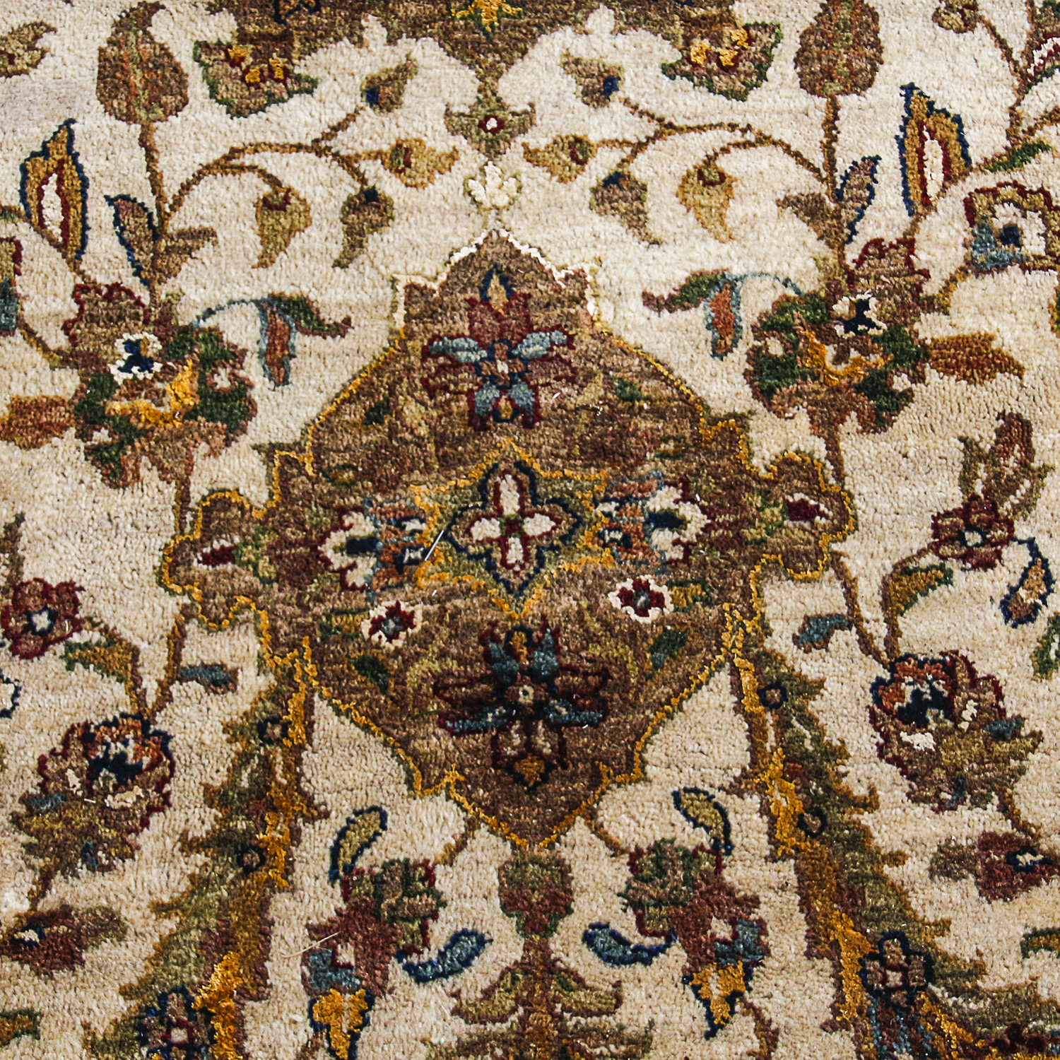 Hand-Knotted Indian "Silk Highlights" Wool Area Rug by Kalaty