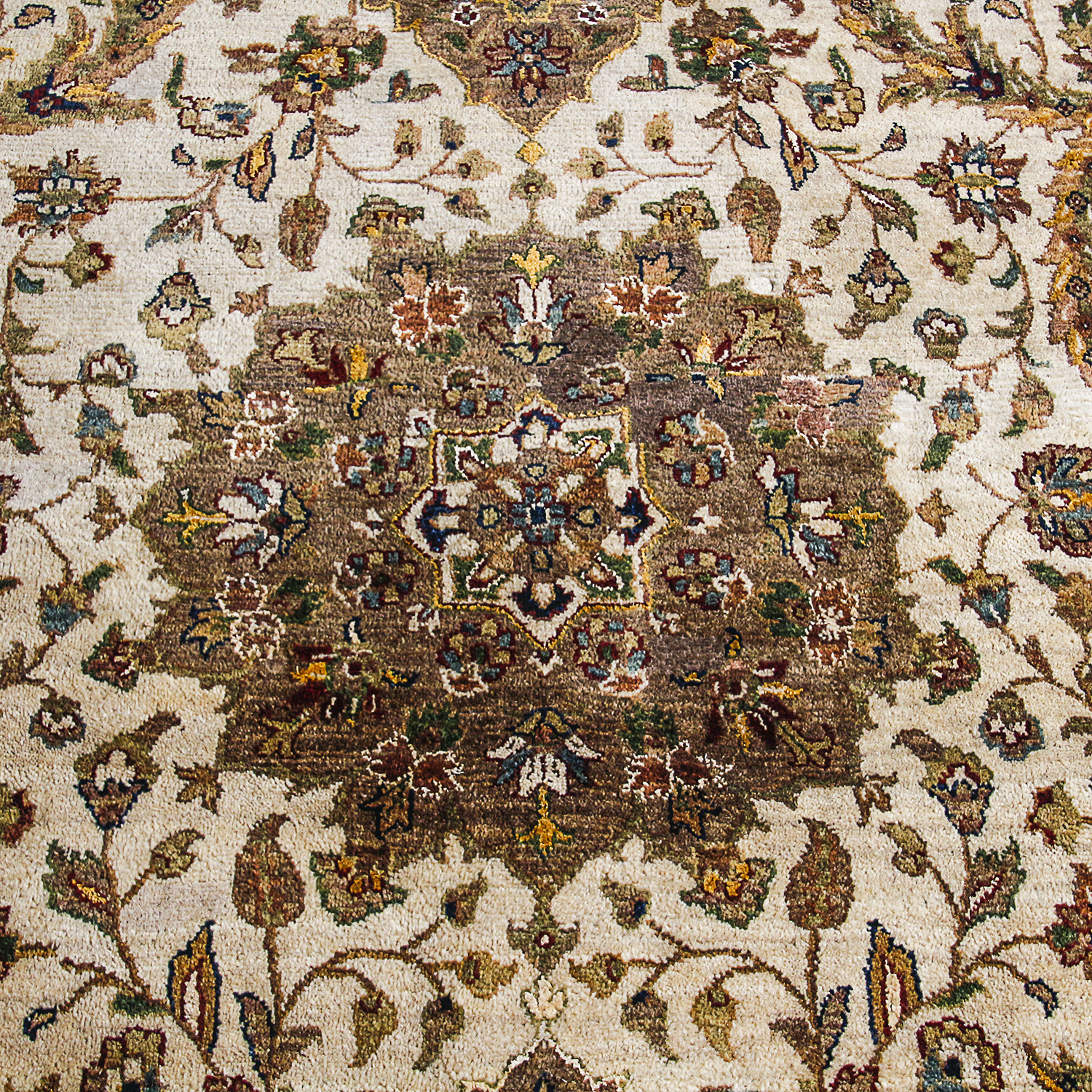 Hand-Knotted Indian "Silk Highlights" Wool Area Rug by Kalaty