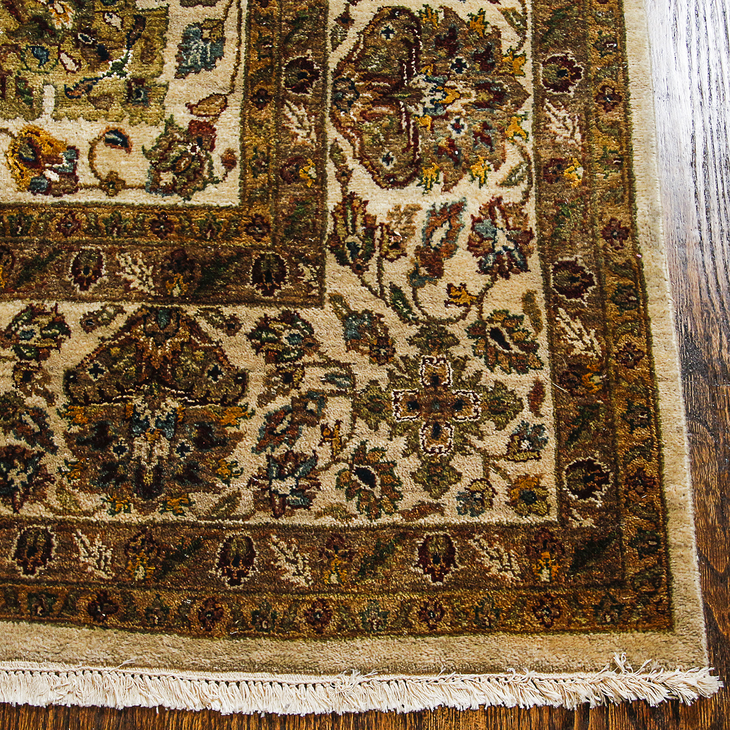 Hand-Knotted Indian "Silk Highlights" Wool Area Rug by Kalaty