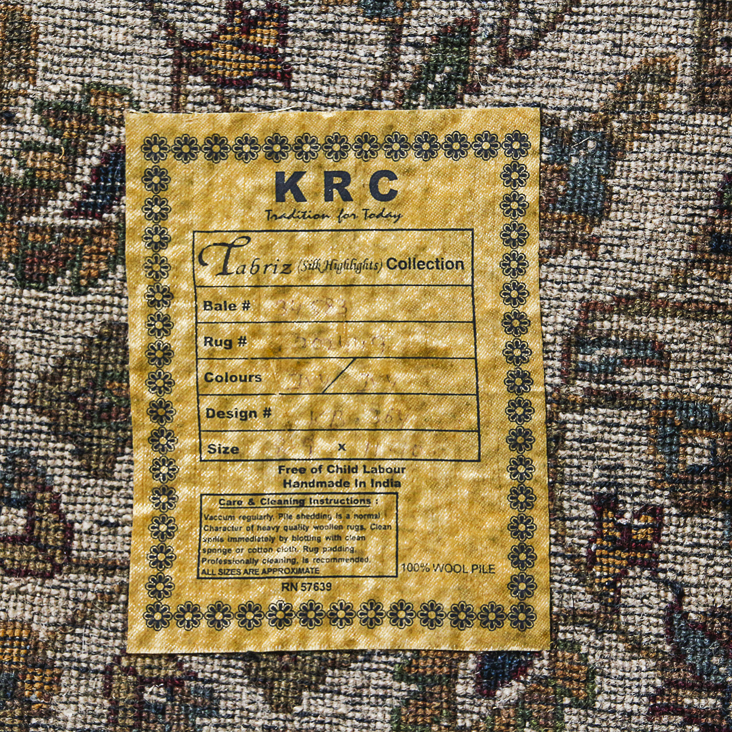 Hand-Knotted Indian "Silk Highlights" Wool Area Rug by Kalaty