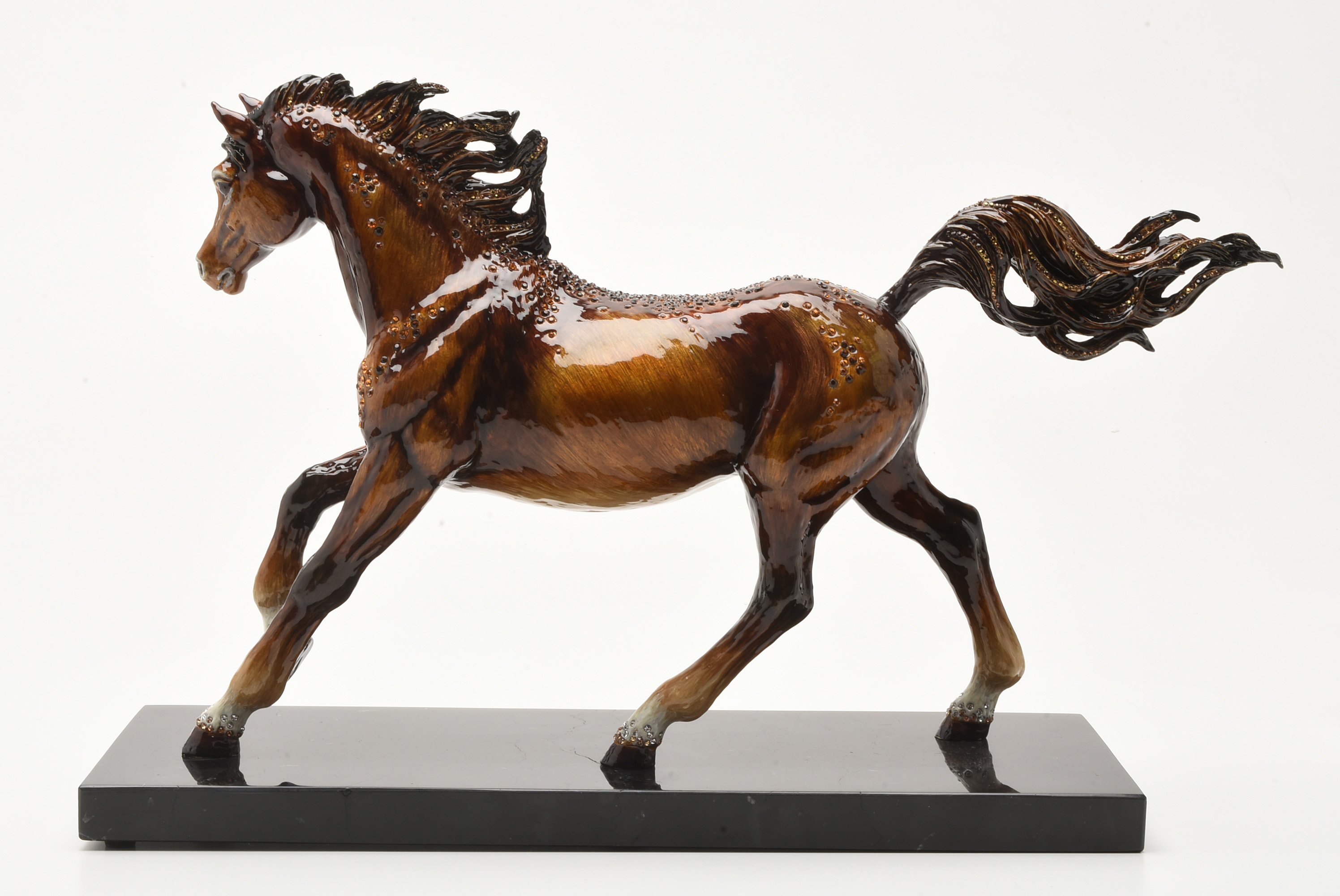 Jay Strongwater "Kuhaylah" Enameled Metal Horse Figurine with Marble Base