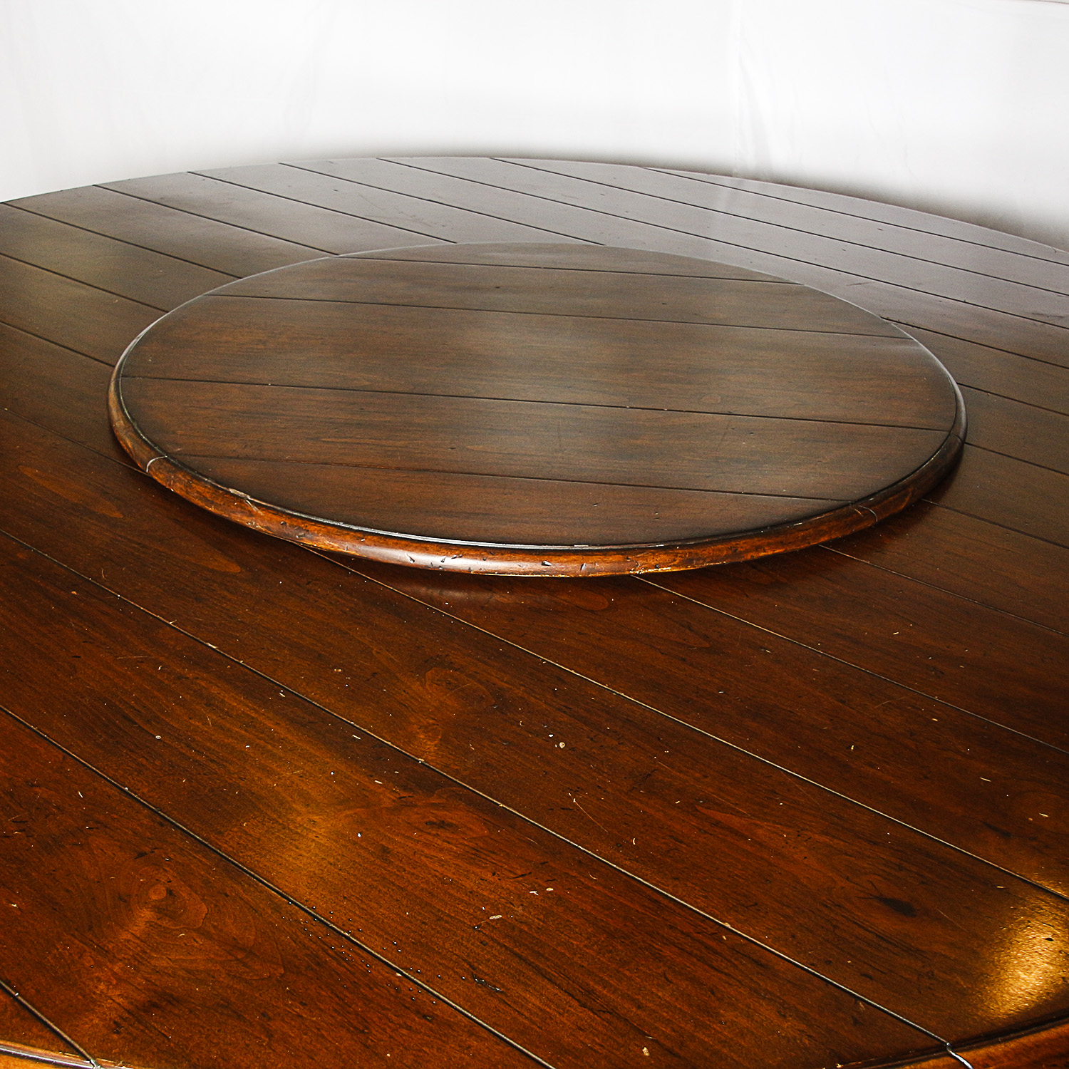 Round Pedestal Dining Table with Built-In Lazy Susan