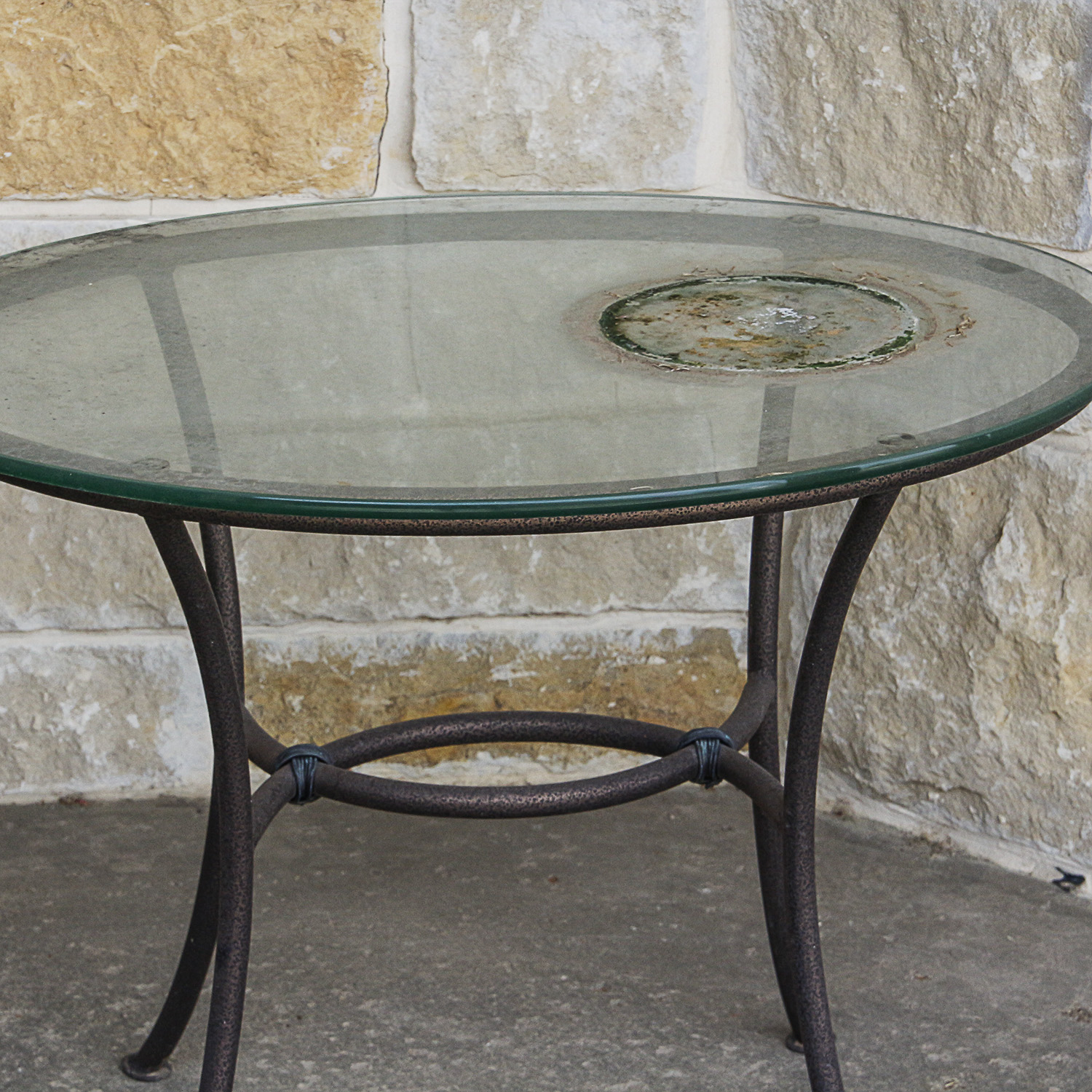 Three Glass Top Metal Patio Tables