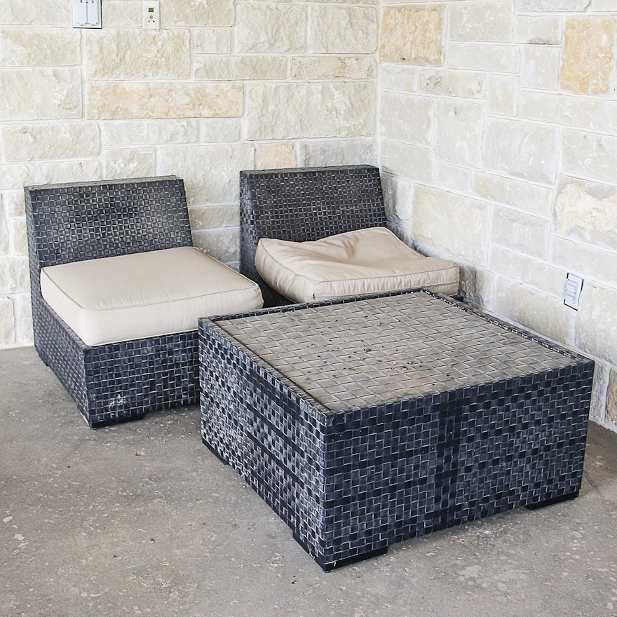 Armless Patio Chairs with Coffee Table