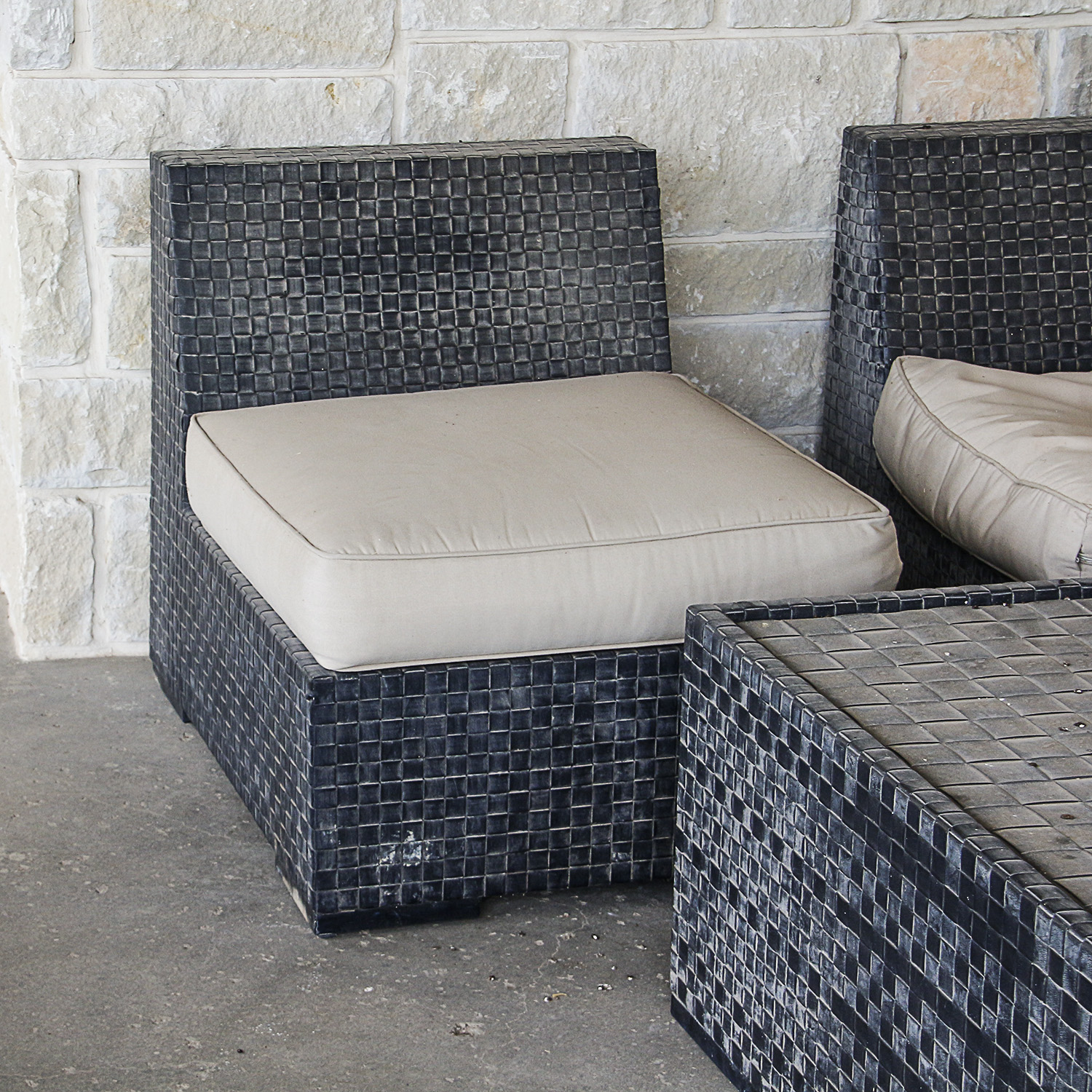 Armless Patio Chairs with Coffee Table