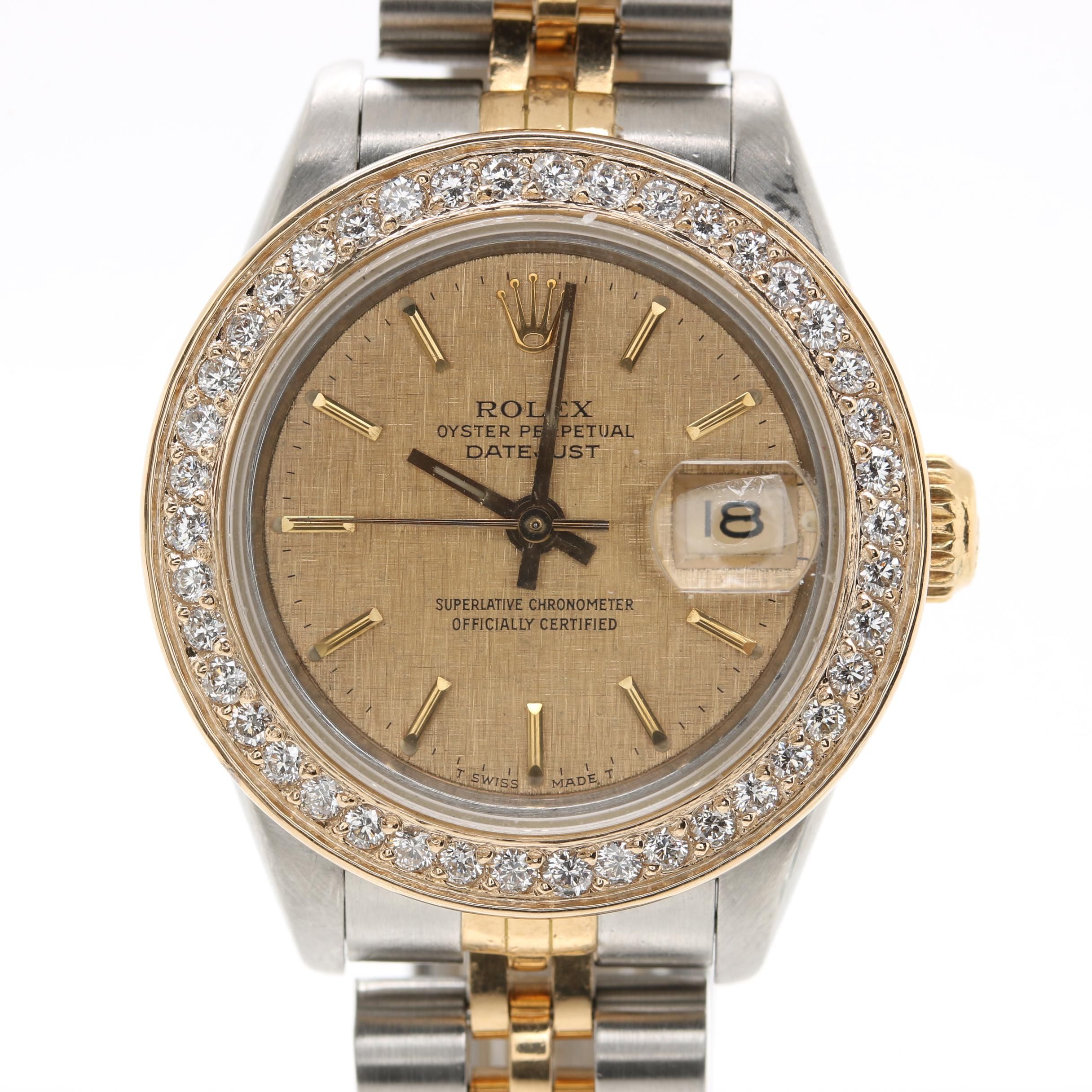 Circa 1987 Rolex Stainless Steel and 18K Yellow Gold Diamond Watch