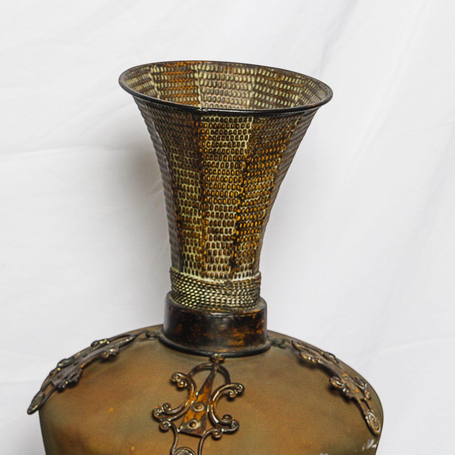 Large Metal Decorative Vases on Stands