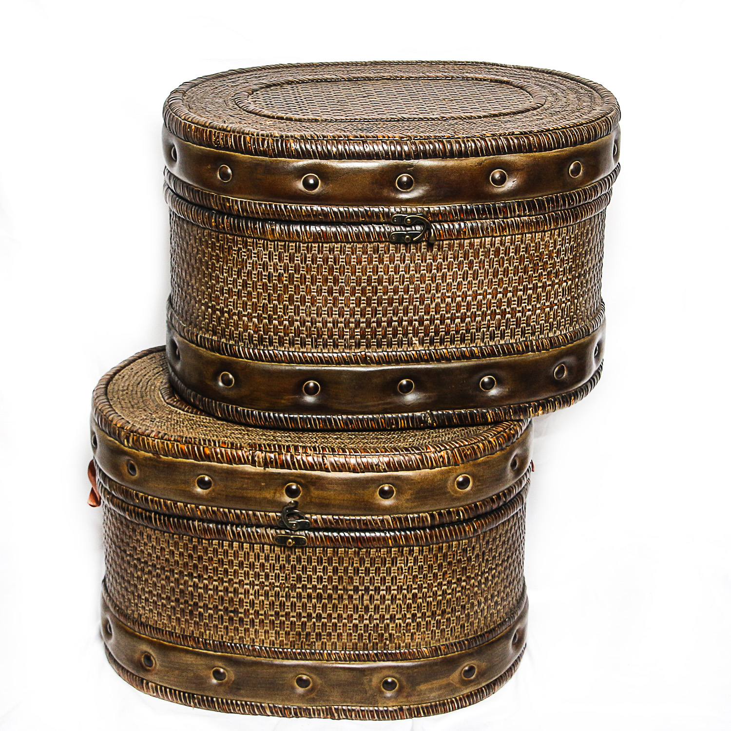 Large Metal Decorative Vases on Stands