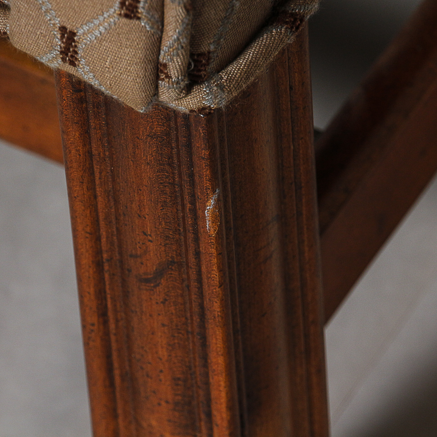 Chippendale Style Custom Upholstered Wingback Armchair and Ottoman by J & D